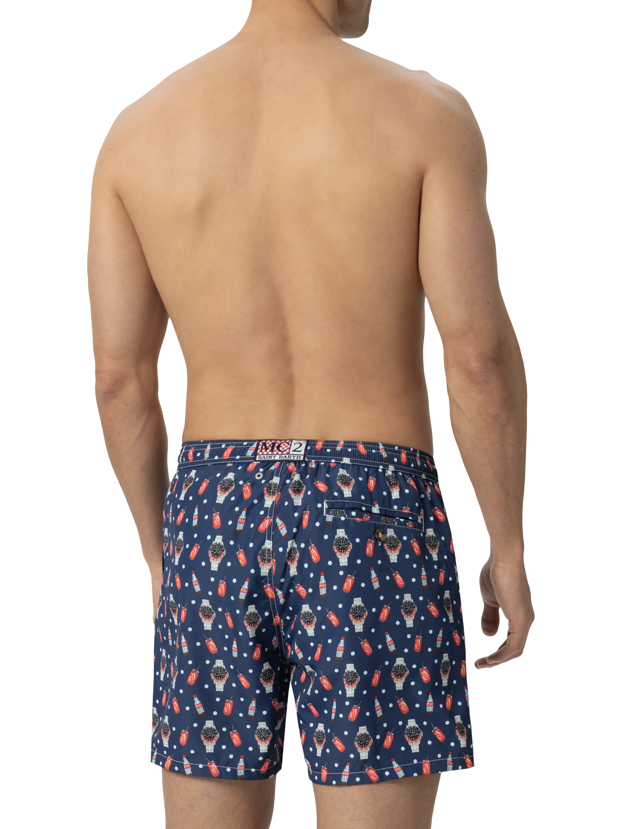 Lightweight fabric swim shorts Lighting with watch print - Image 4
