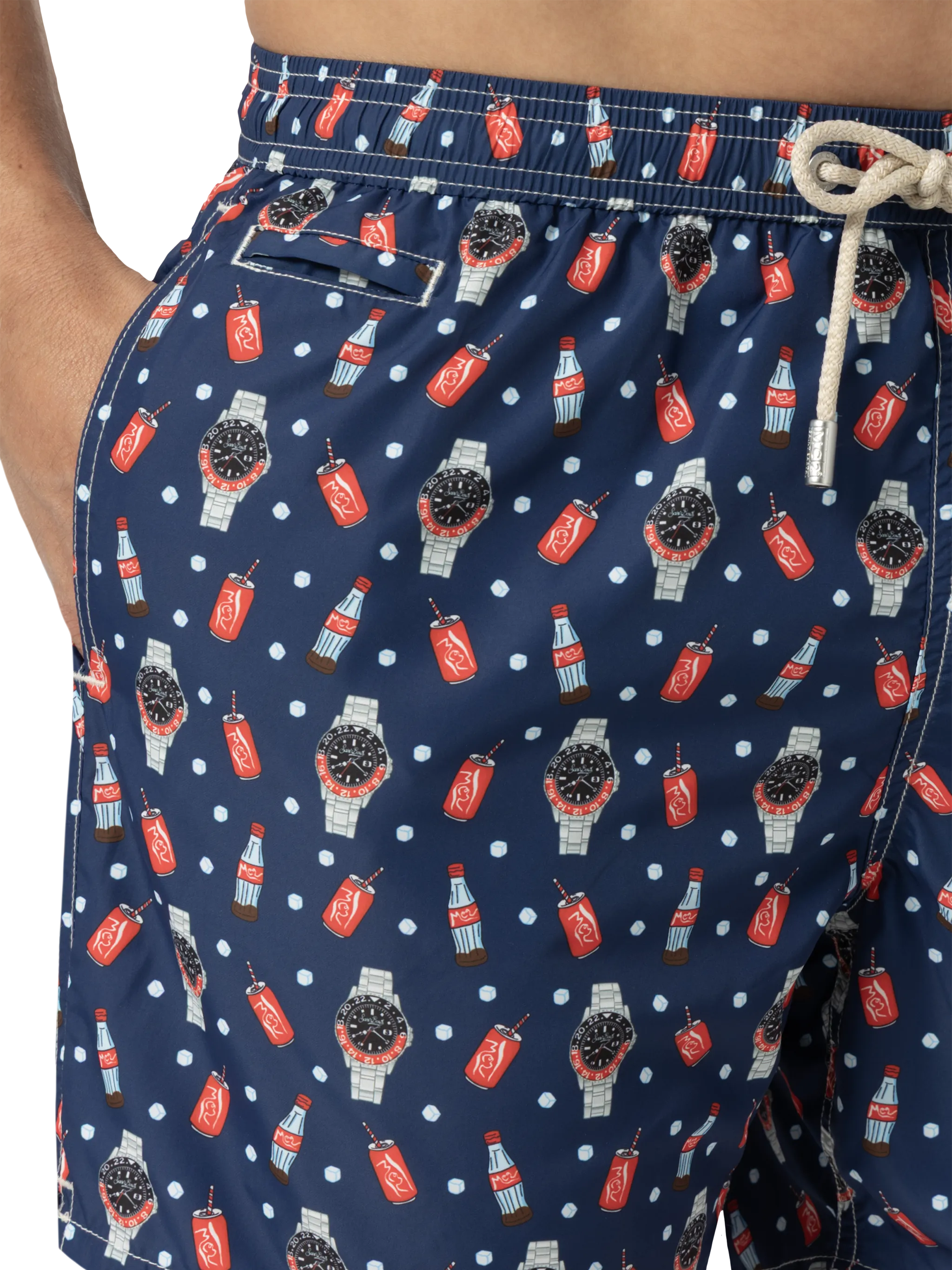 Lightweight fabric swim shorts Lighting with watch print - Image 5