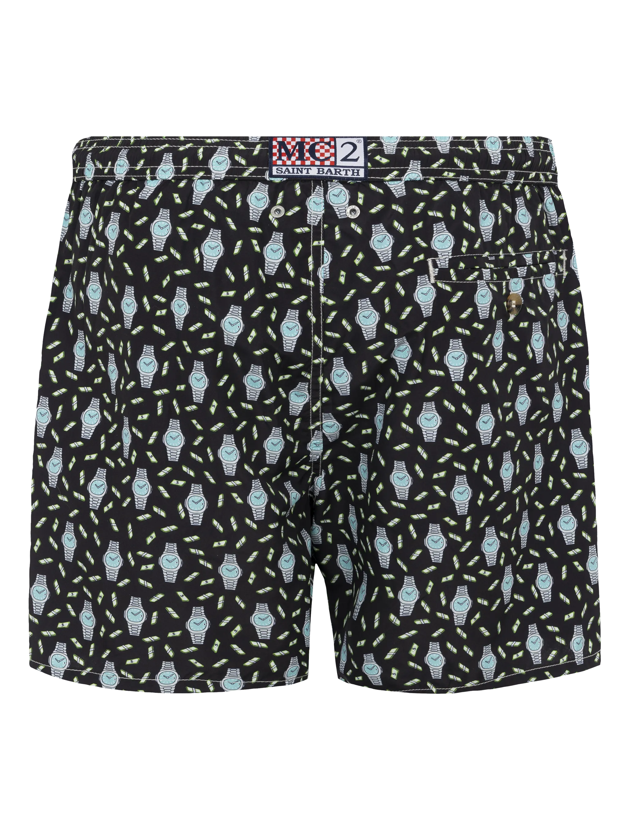 Lightweight fabric swim shorts Lighting with watch print - Image 2