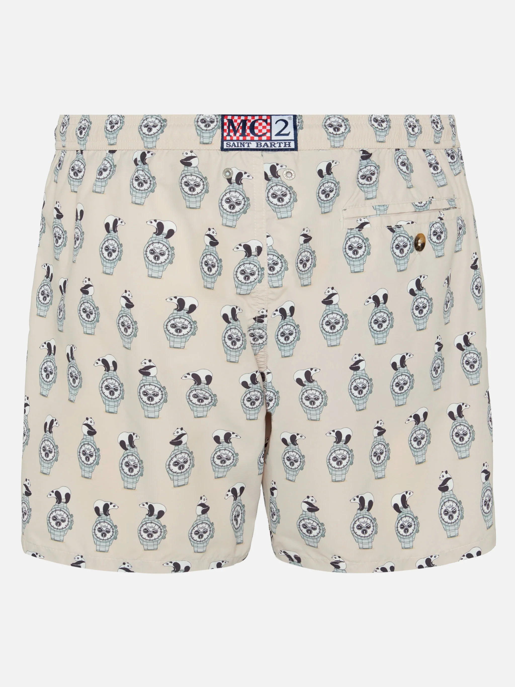 Lightweight fabric swim shorts Lighting with watch print - Image 2