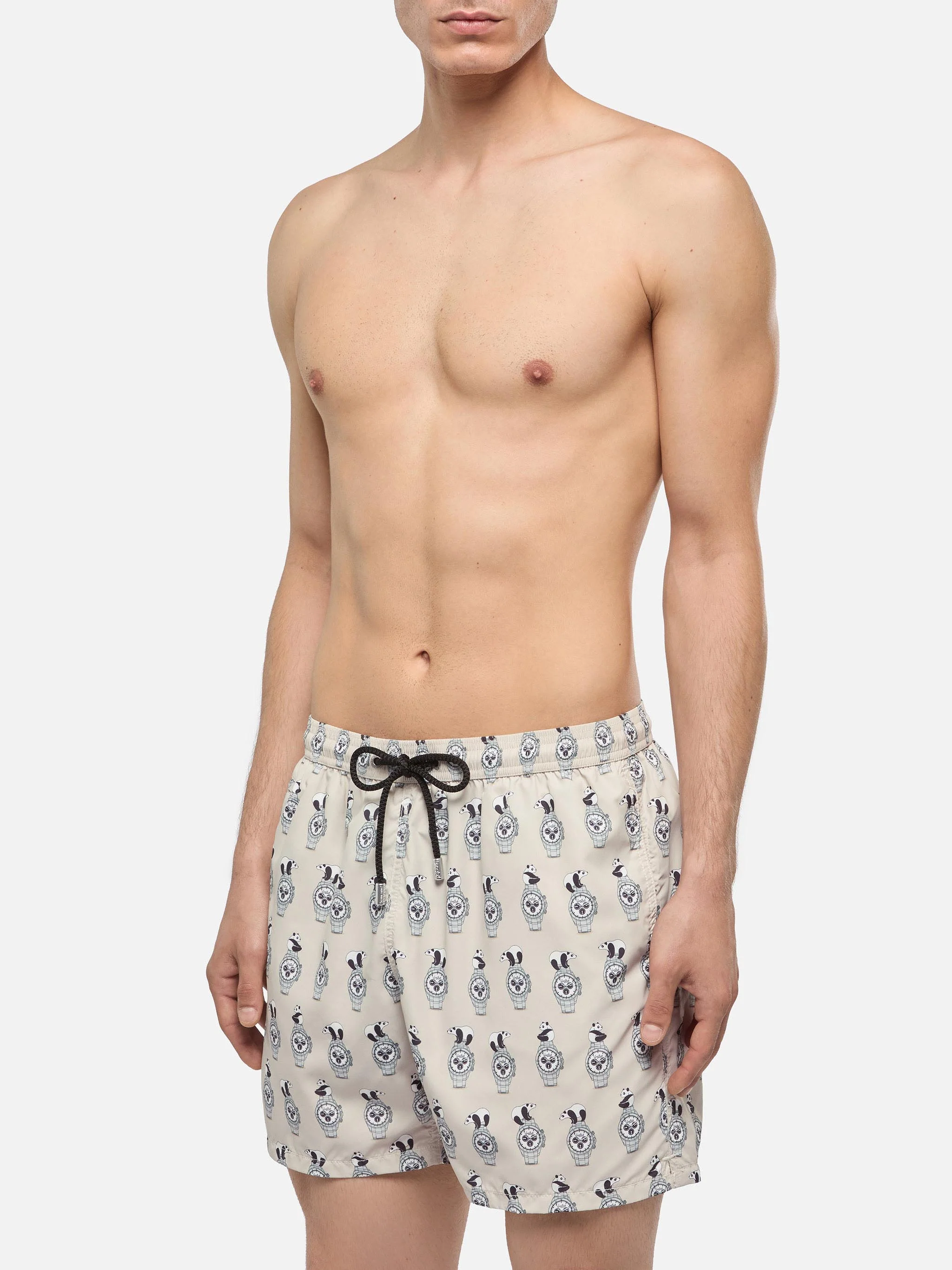Lightweight fabric swim shorts Lighting with watch print - Image 3