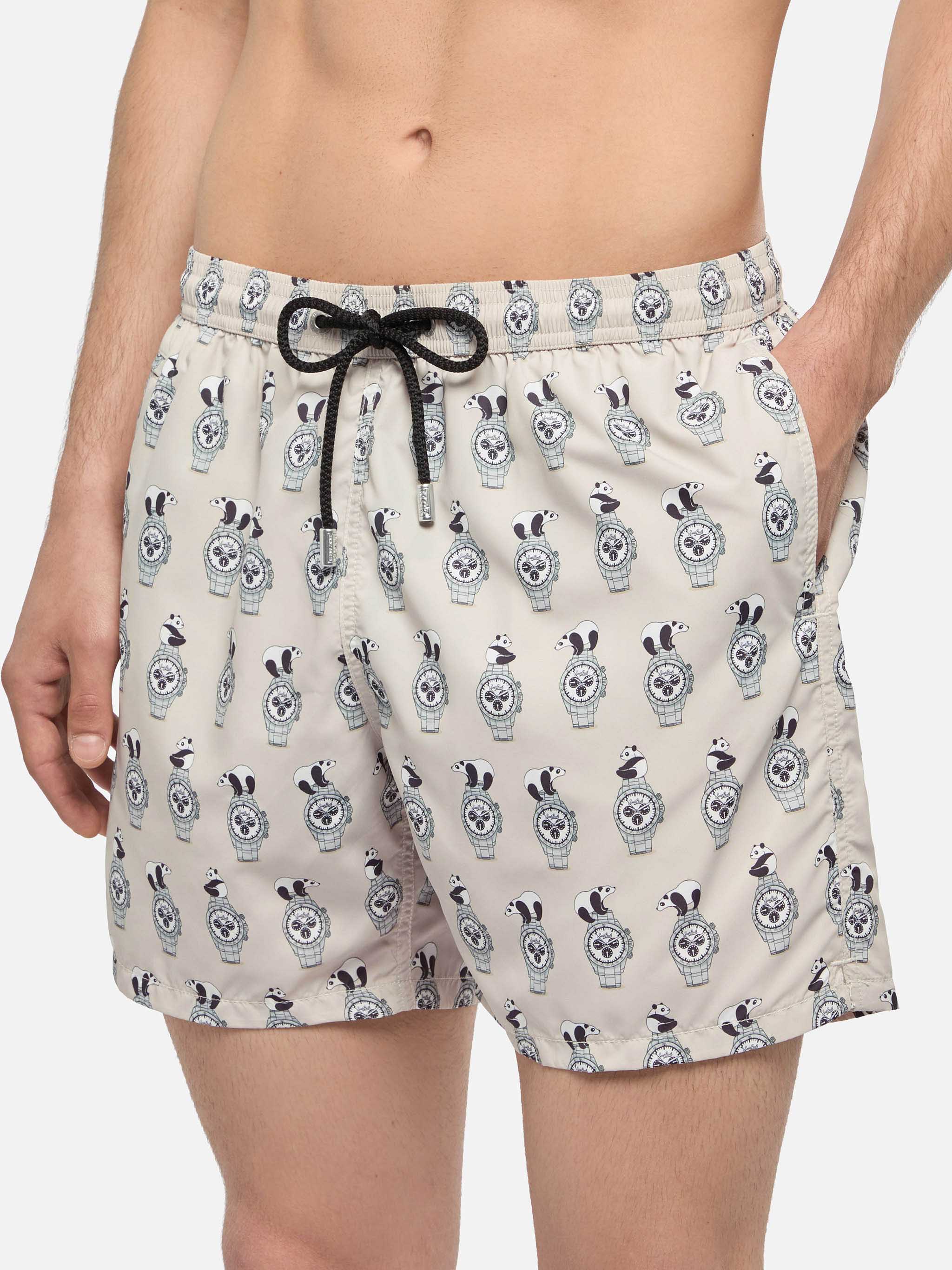 Lightweight fabric swim shorts Lighting with watch print - Image 4