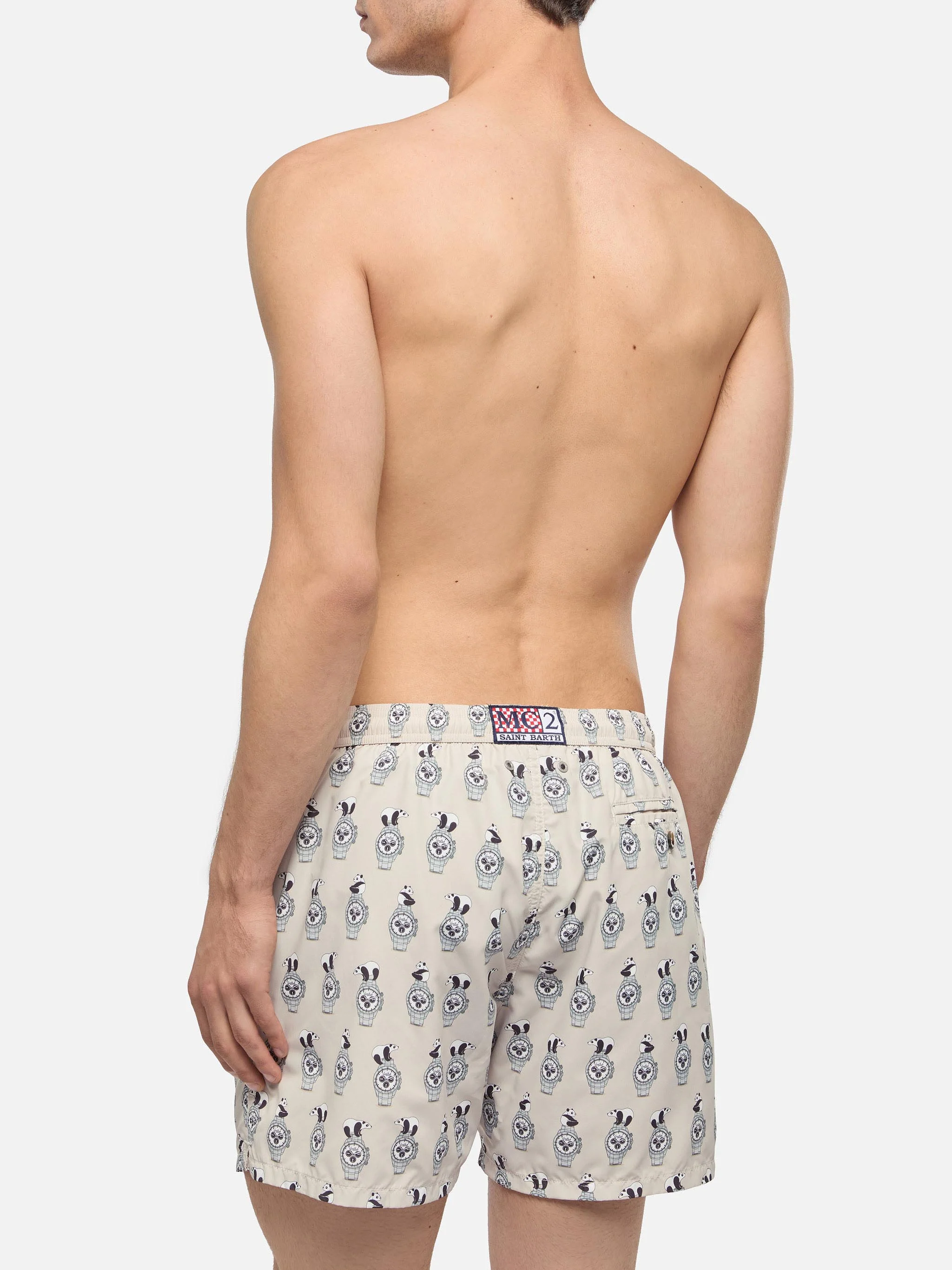 Lightweight fabric swim shorts Lighting with watch print - Image 5