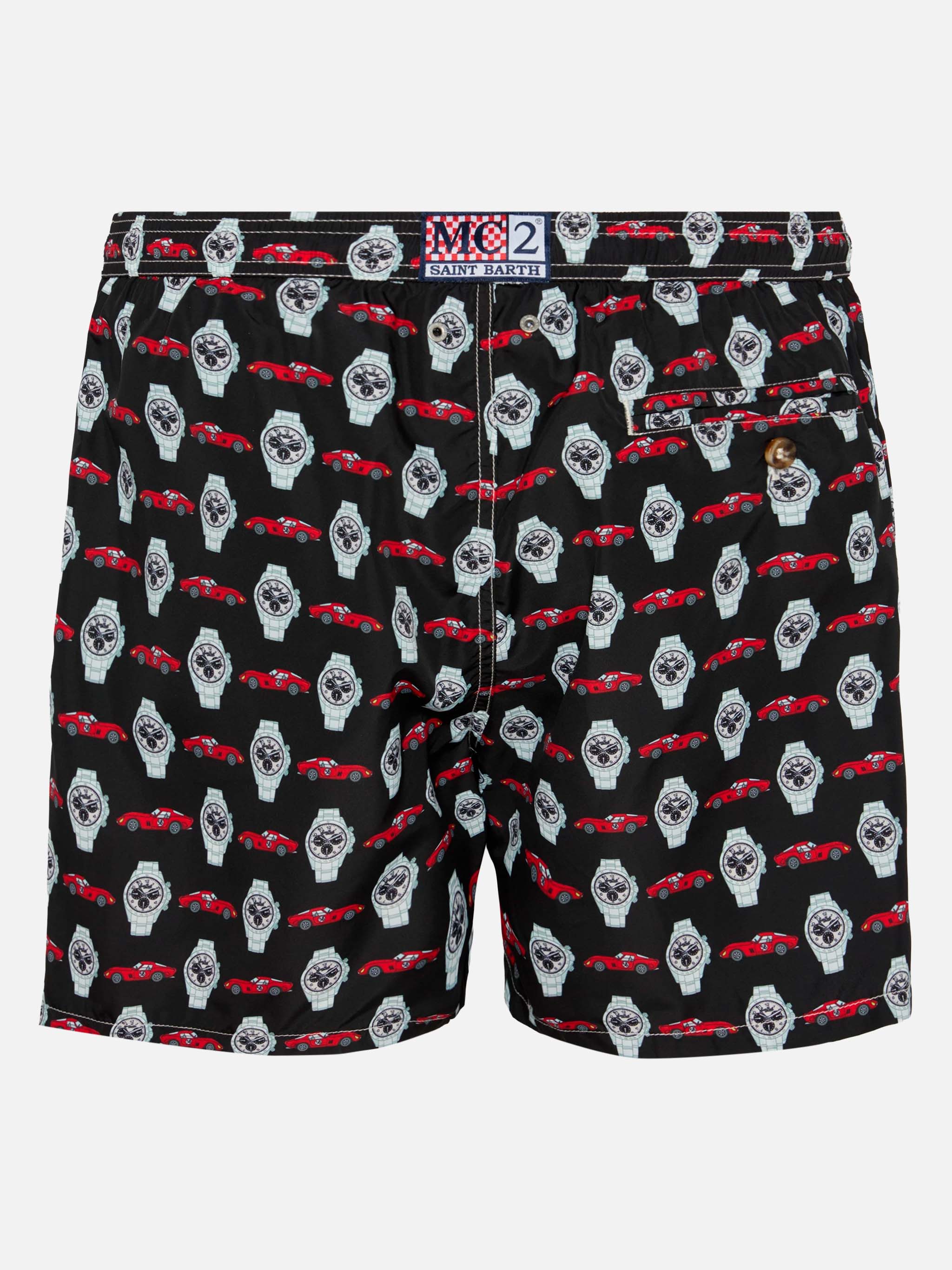 Lightweight fabric swim shorts Lighting with watch print - Image 2