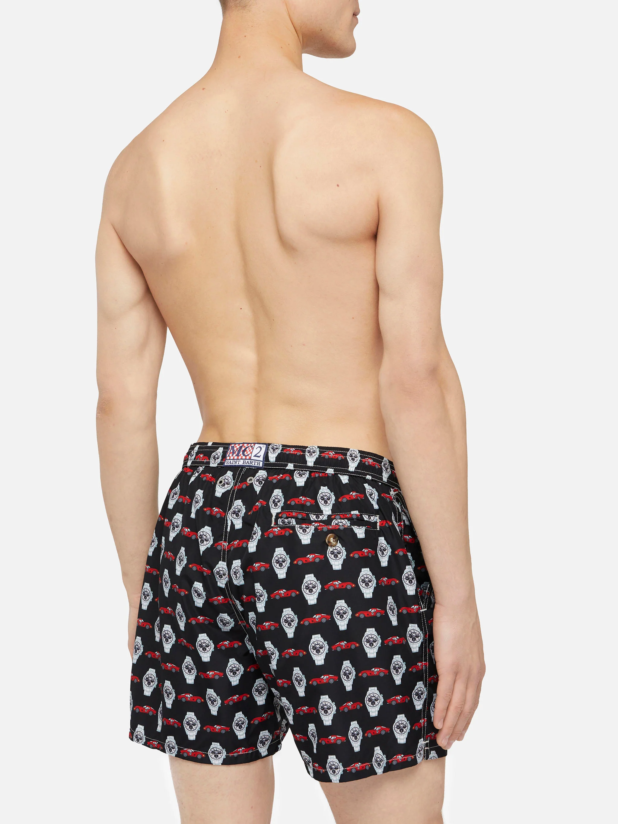 Lightweight fabric swim shorts Lighting with watch print - Image 5