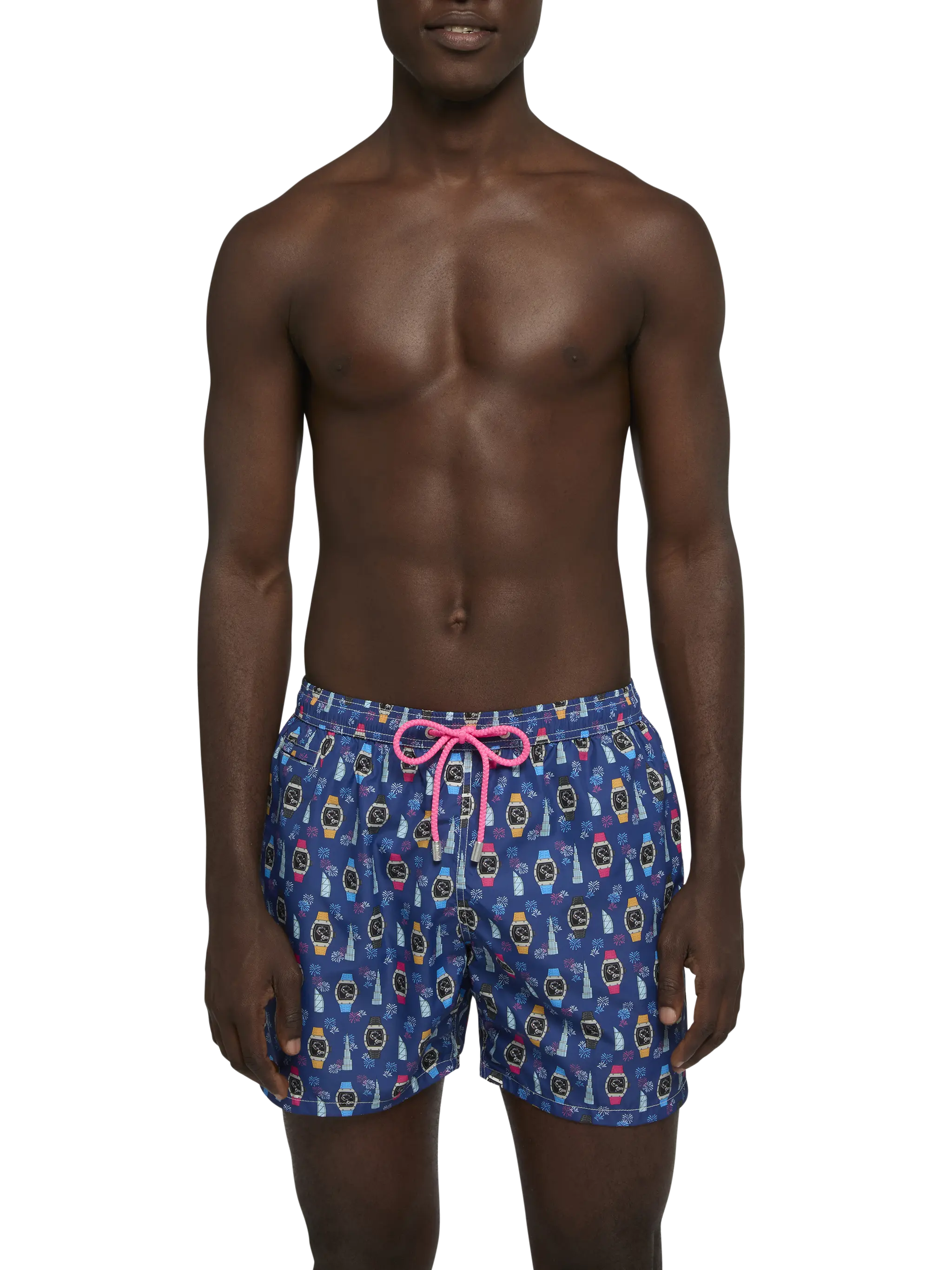 Lightweight fabric swim shorts Lighting with watch print - Image 3