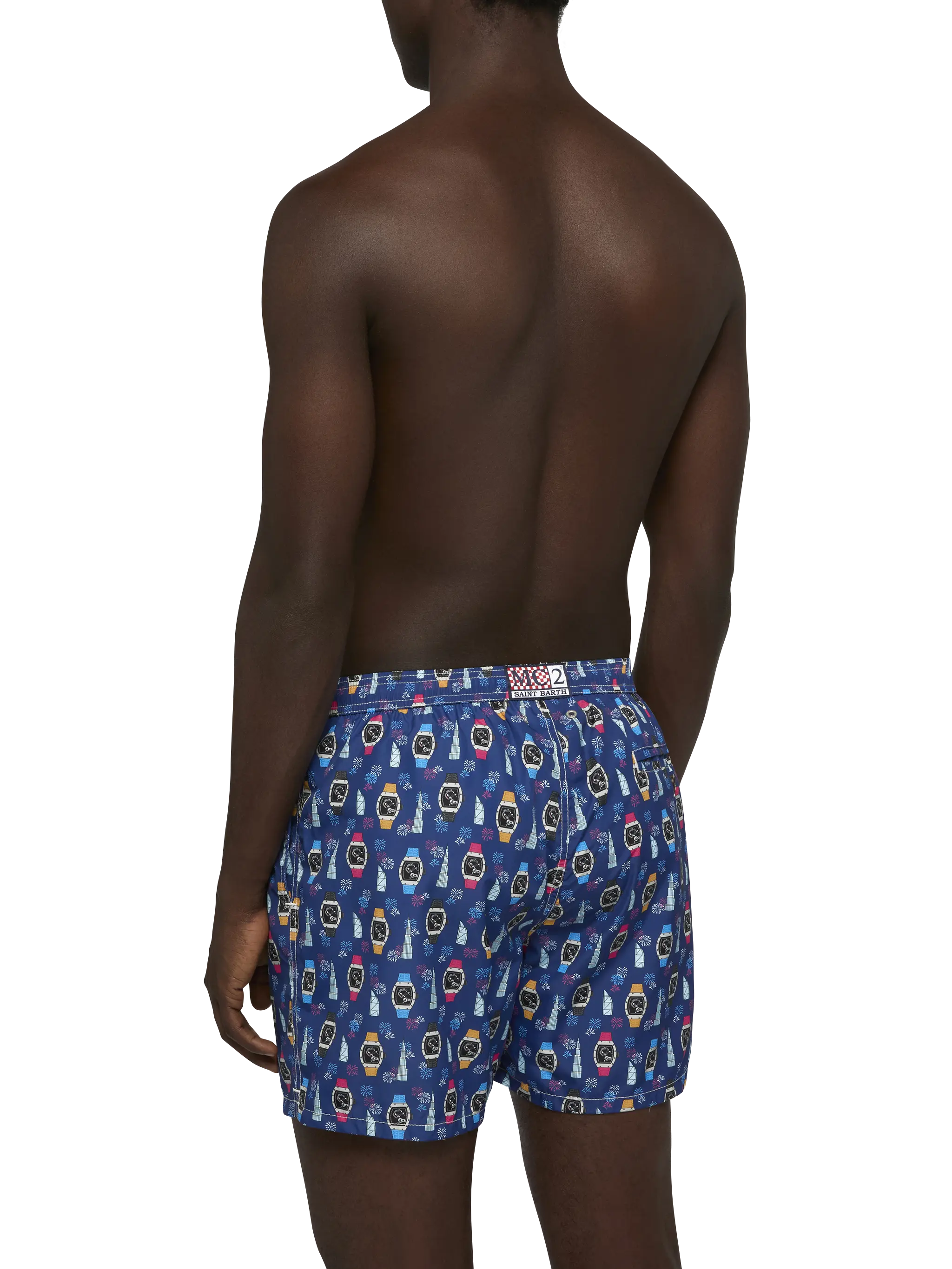 Lightweight fabric swim shorts Lighting with watch print - Image 5