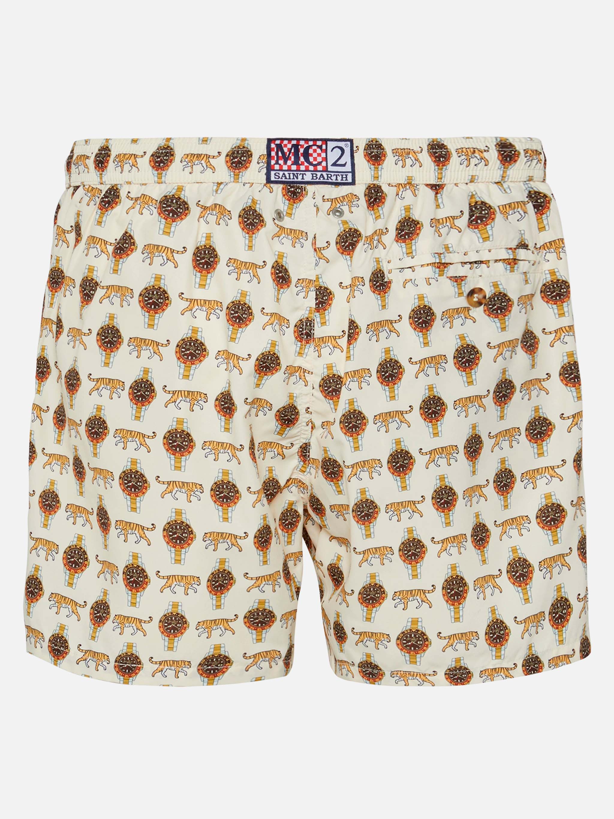 Lightweight fabric swim shorts Lighting with watch print - Image 2