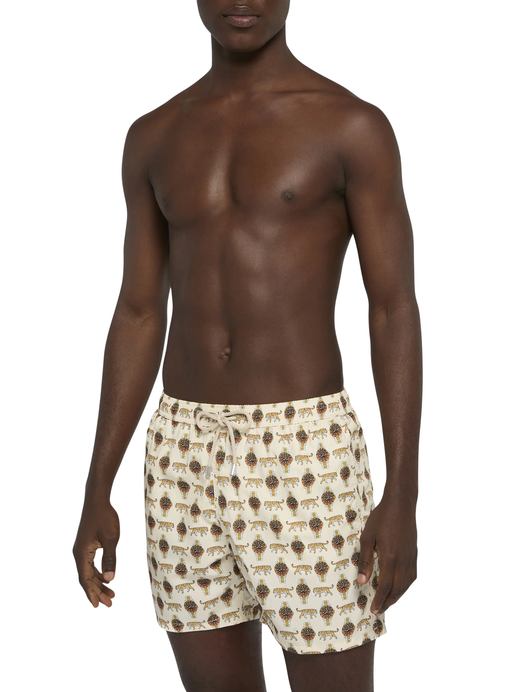 Lightweight fabric swim shorts Lighting with watch print - Image 3
