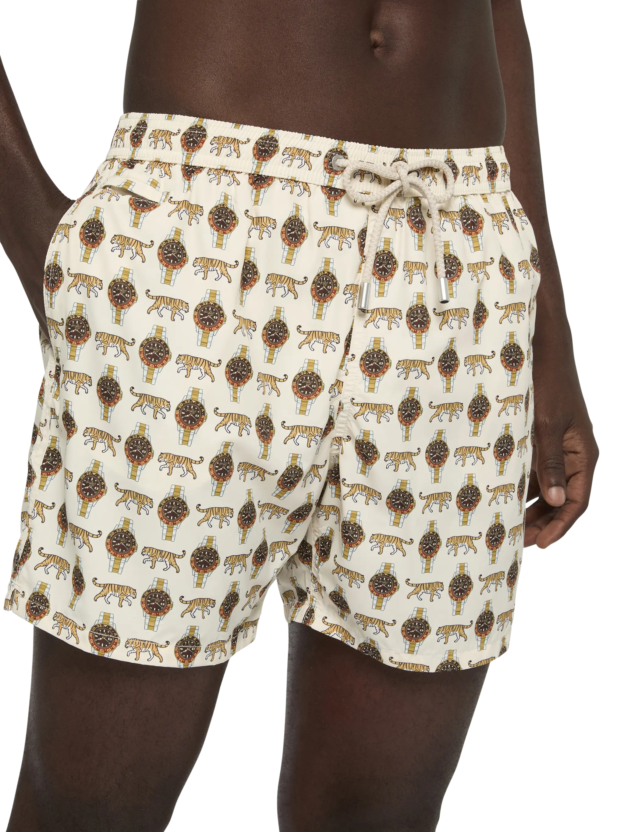 Lightweight fabric swim shorts Lighting with watch print - Image 4