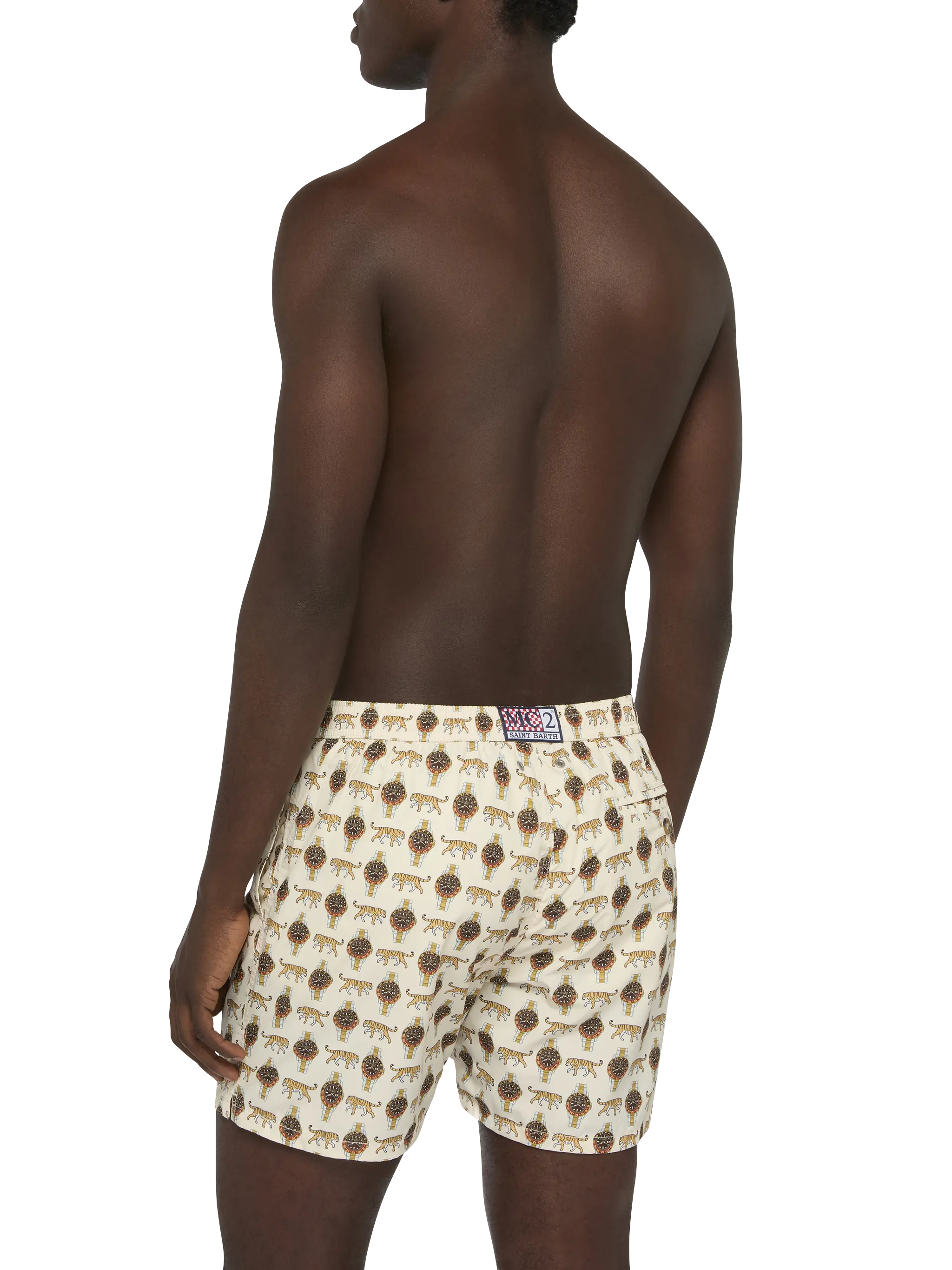Lightweight fabric swim shorts Lighting with watch print - Image 5