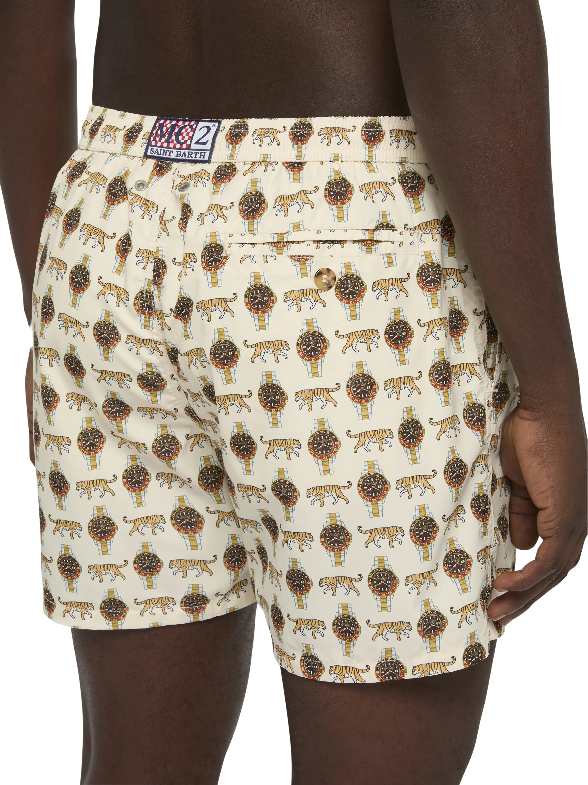 Lightweight fabric swim shorts Lighting with watch print - Image 6