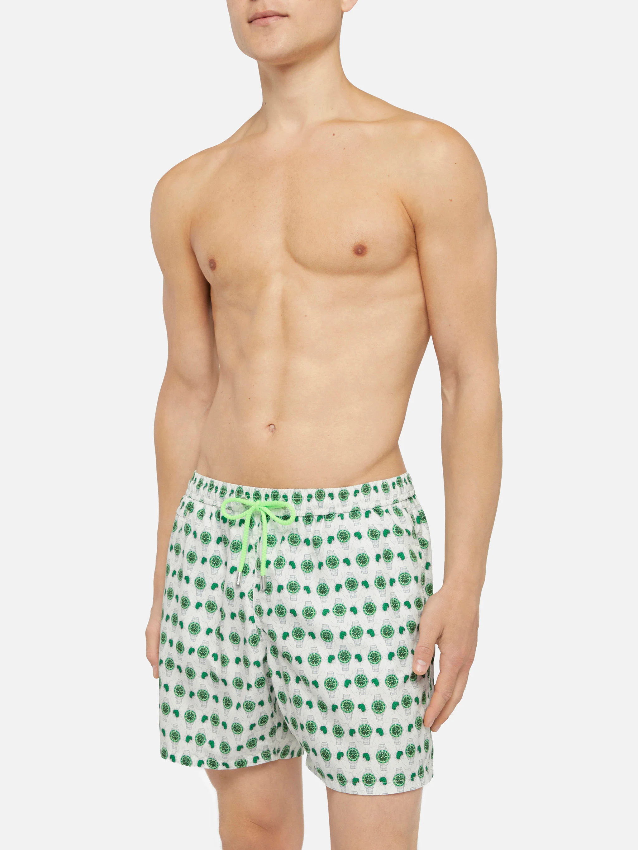 Lightweight fabric swim shorts Lighting with watch print - Image 3