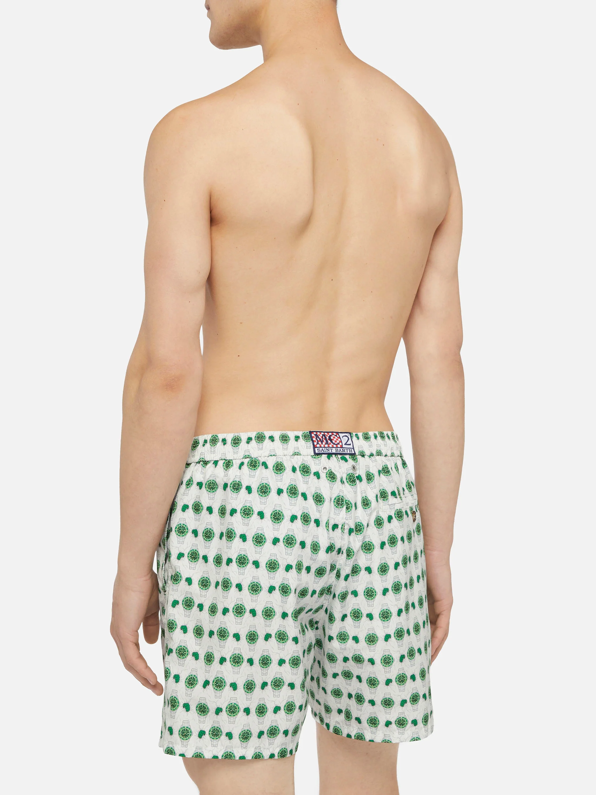 Lightweight fabric swim shorts Lighting with watch print - Image 5