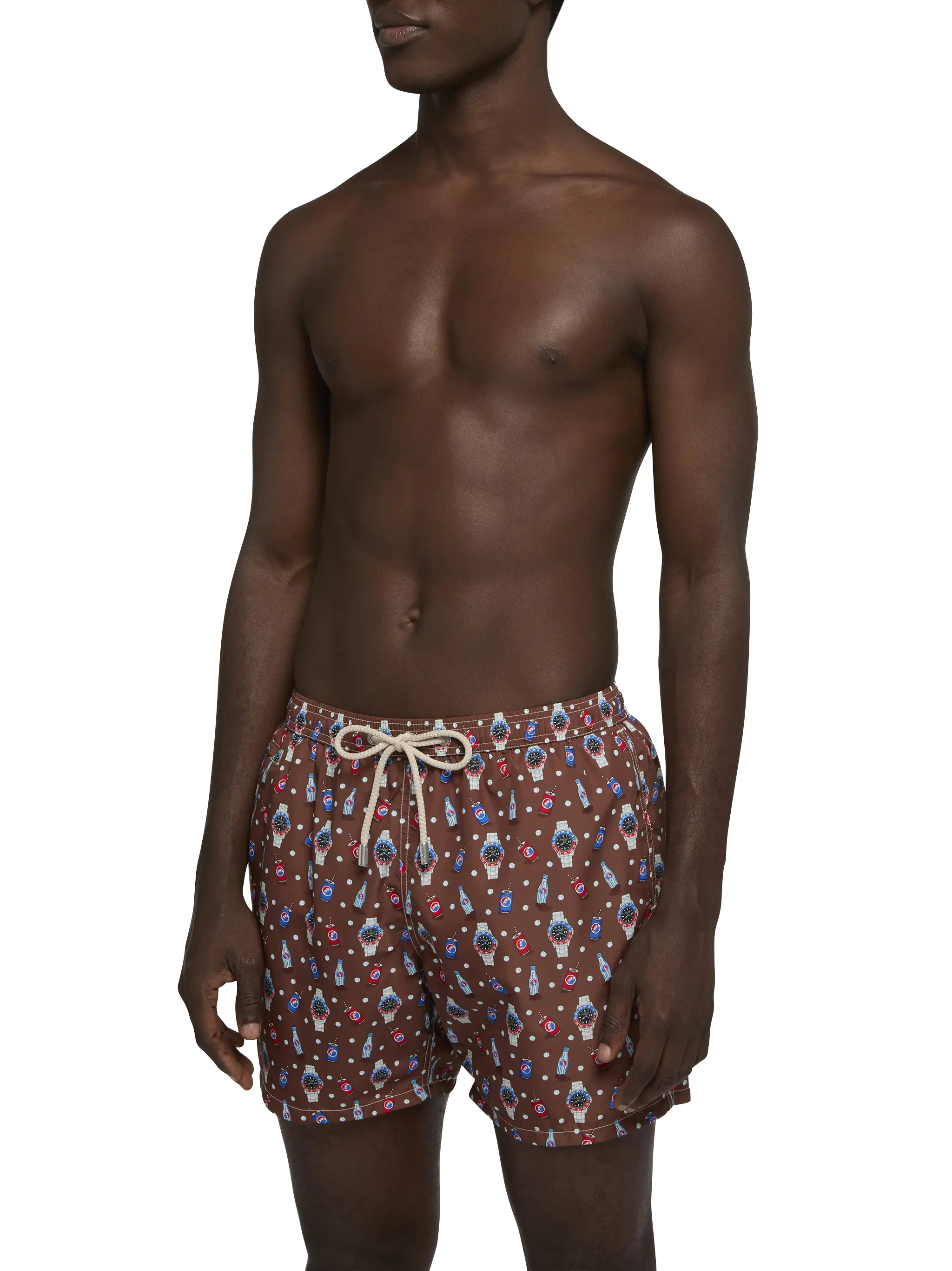 Lightweight fabric swim shorts Lighting with watch print - Image 3