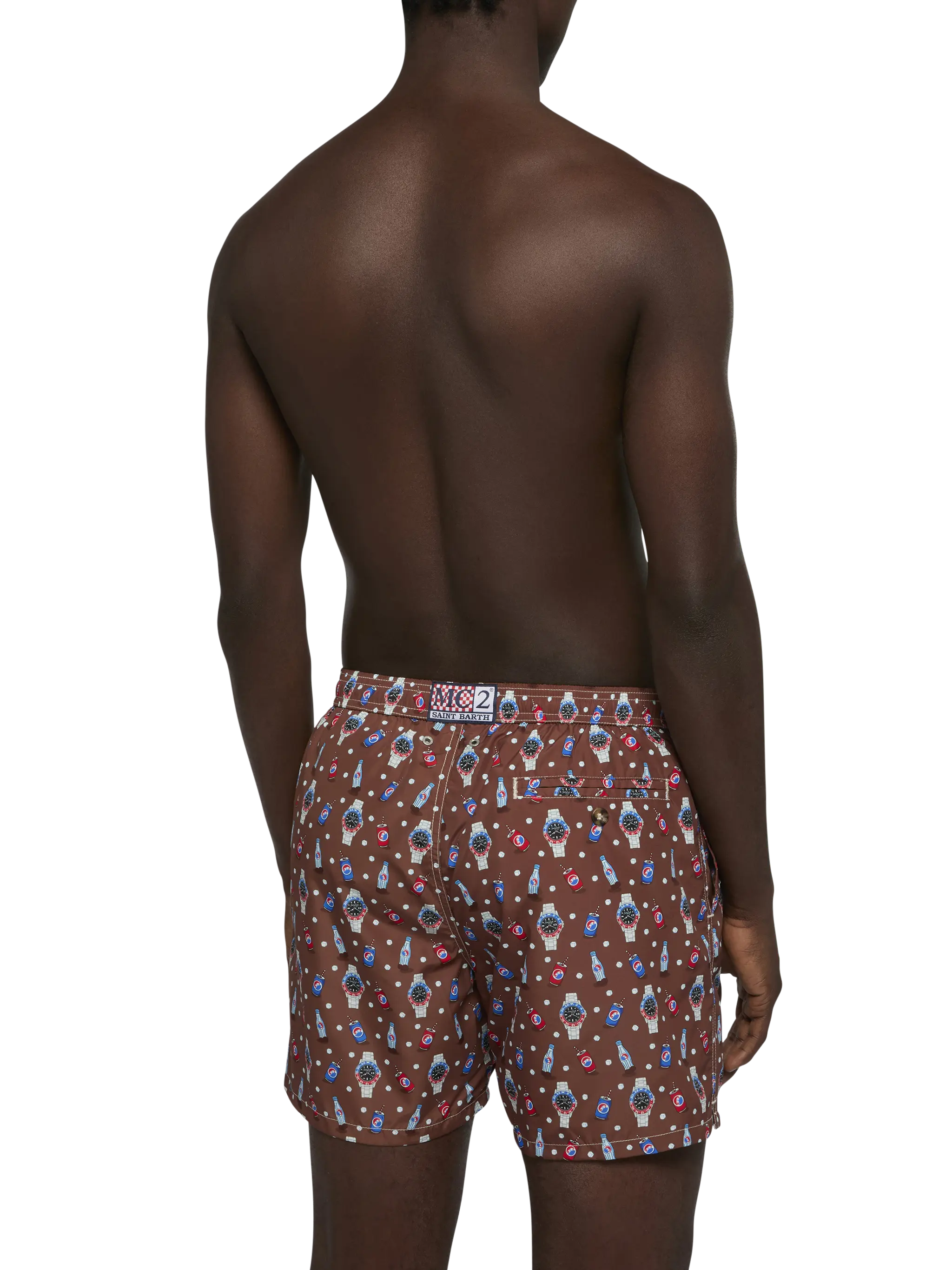 Lightweight fabric swim shorts Lighting with watch print - Image 5