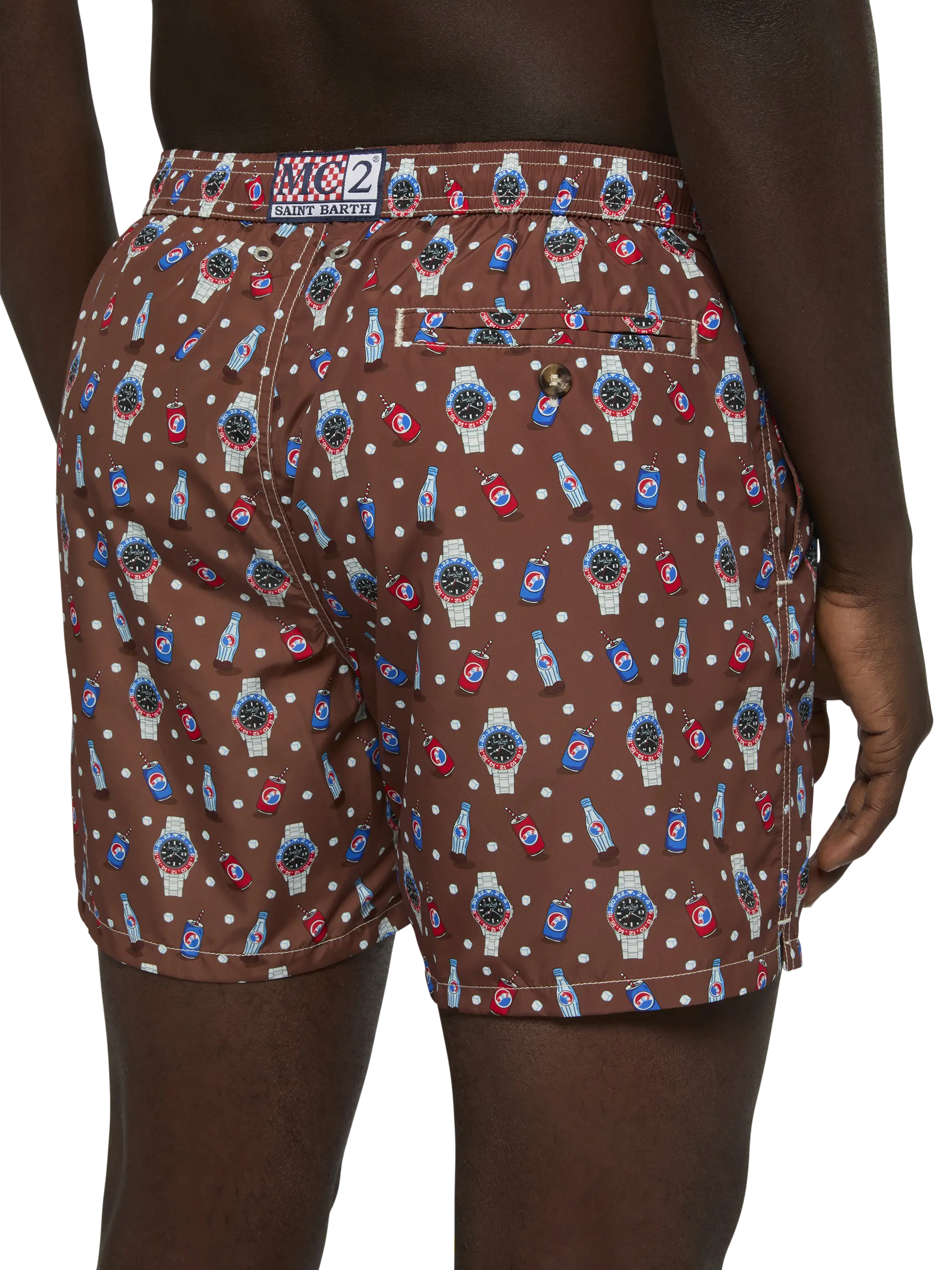 Lightweight fabric swim shorts Lighting with watch print - Image 6