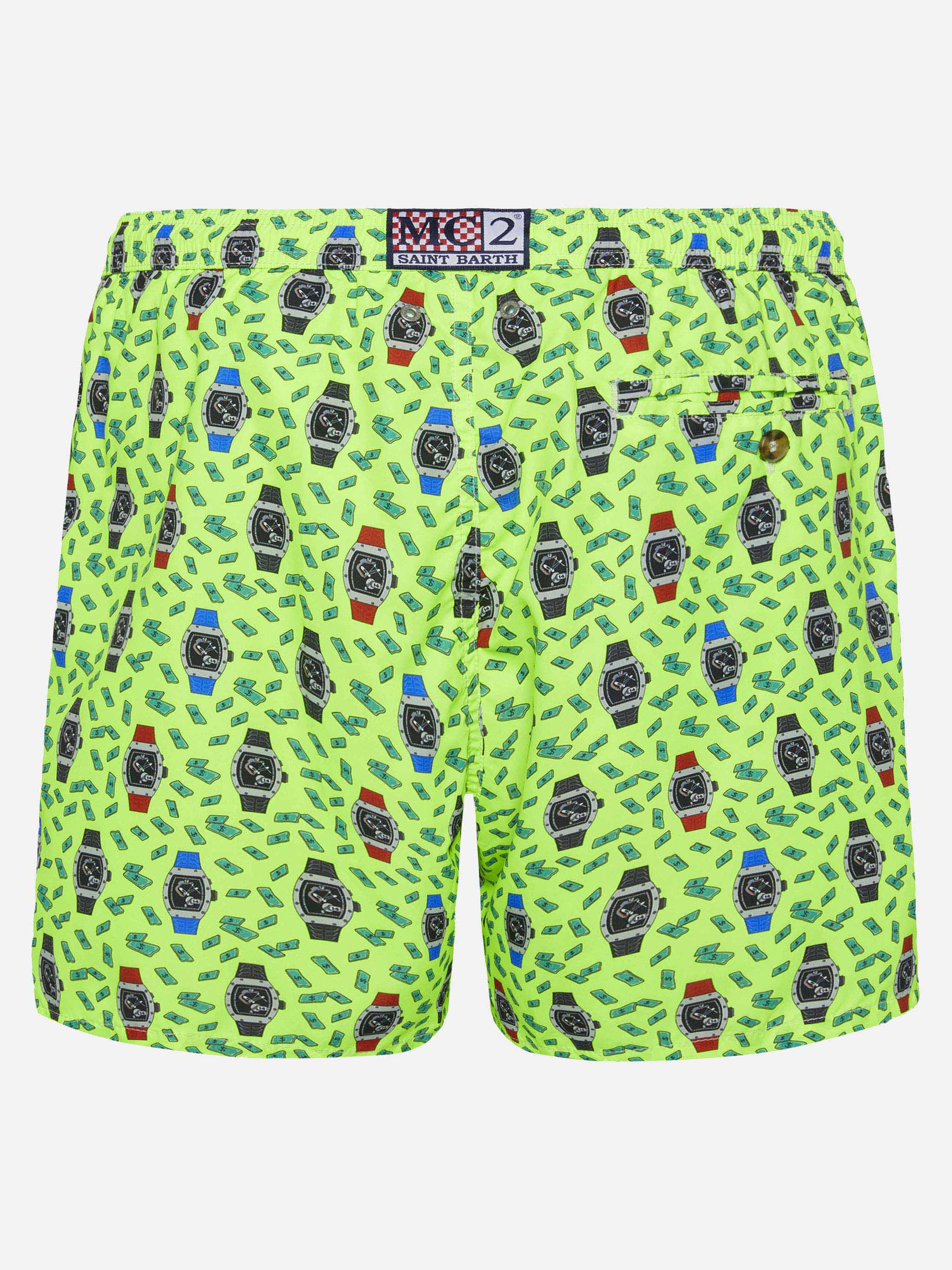 Lightweight fabric swim shorts Lighting with watch print - Image 2