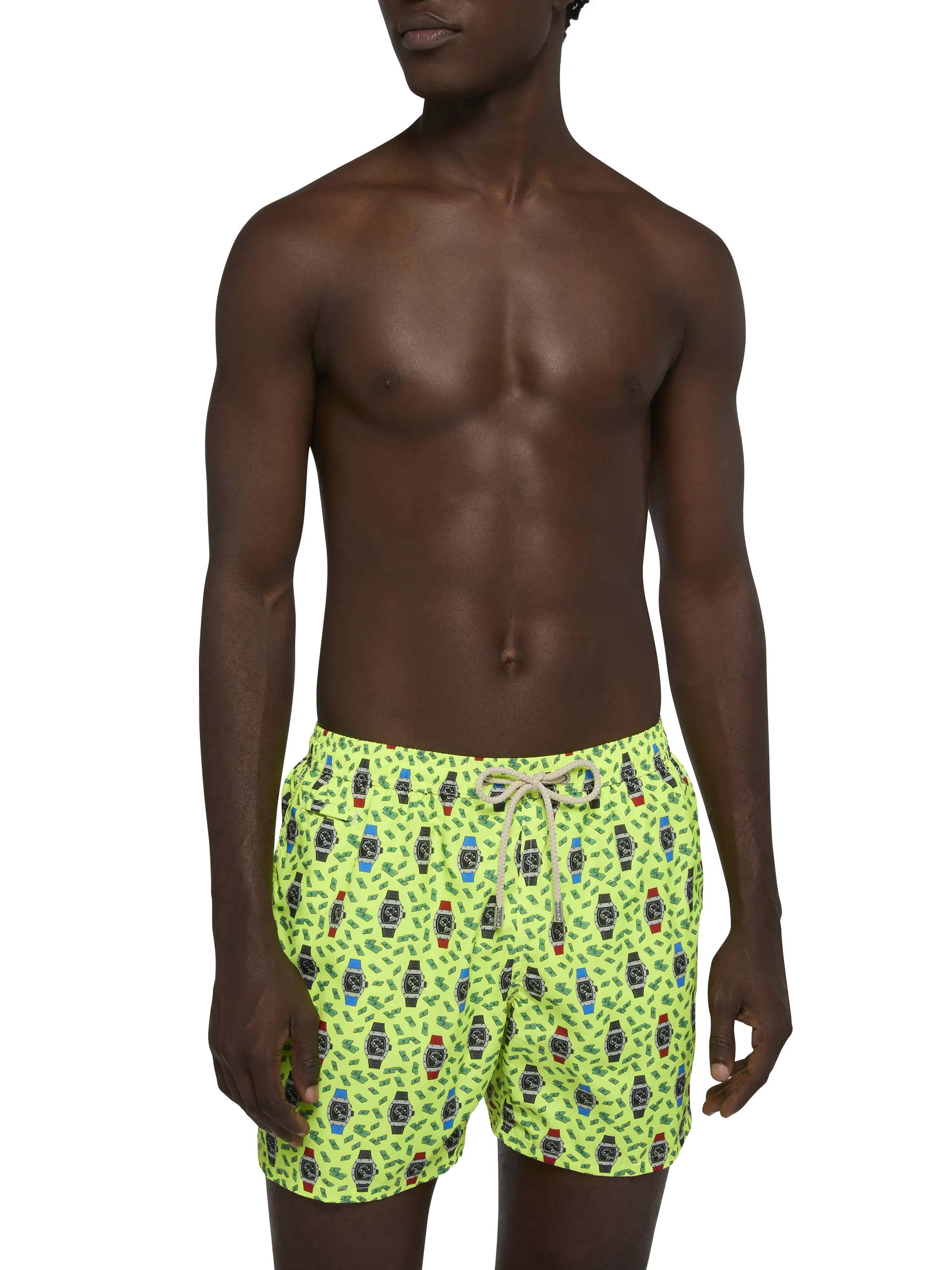 Lightweight fabric swim shorts Lighting with watch print - Image 3