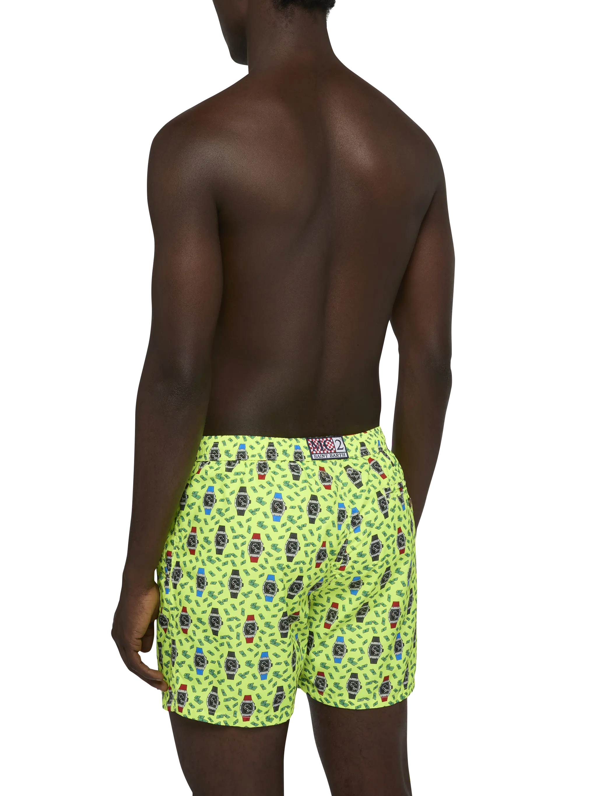 Lightweight fabric swim shorts Lighting with watch print - Image 5