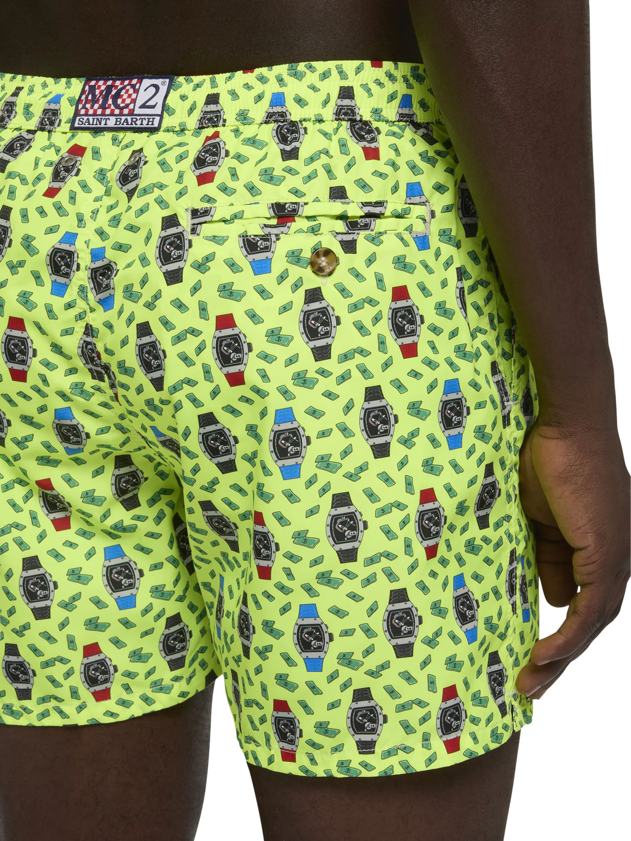 Lightweight fabric swim shorts Lighting with watch print - Image 6
