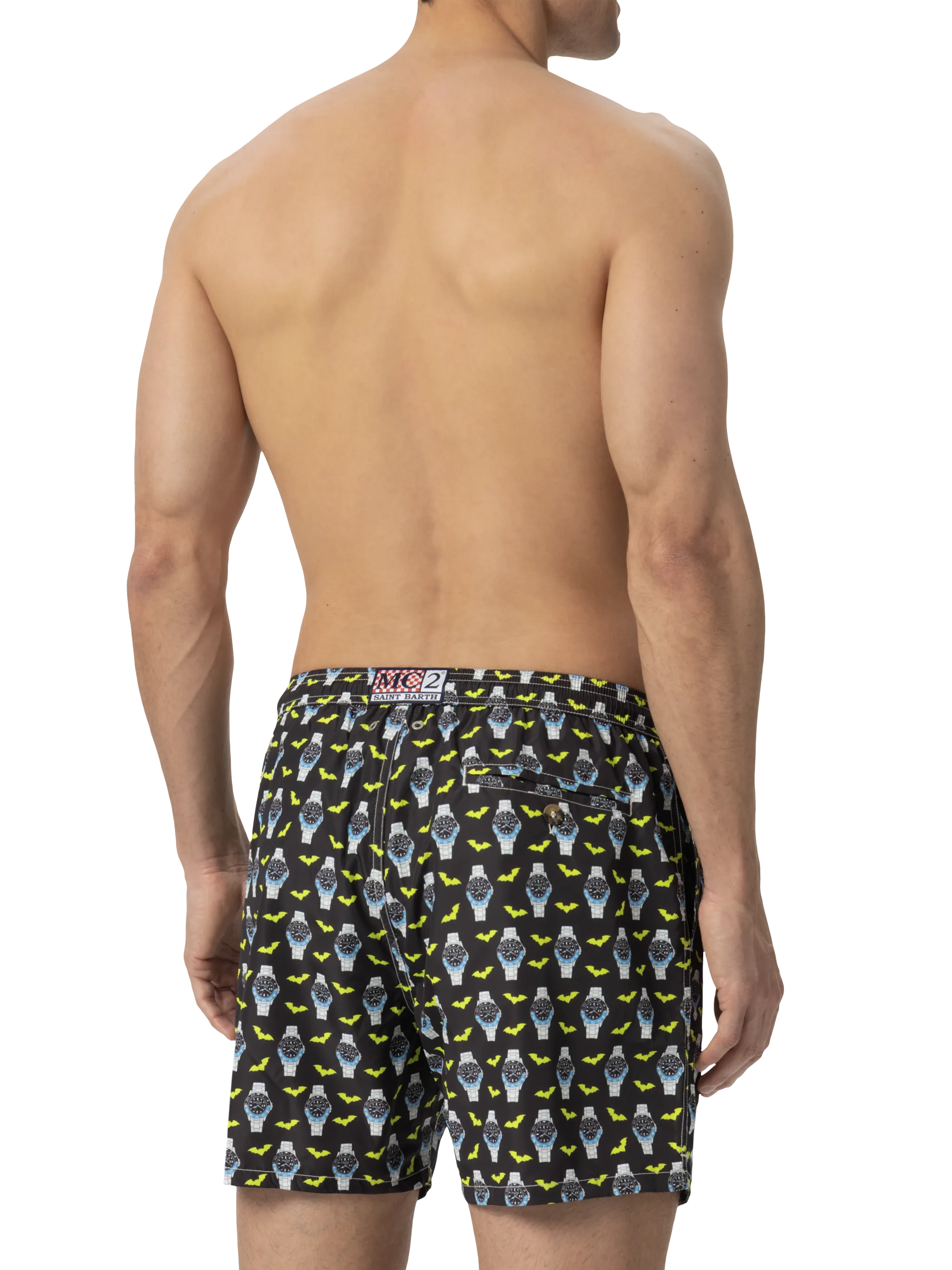 Lightweight fabric swim shorts Lighting with watch print - Image 4
