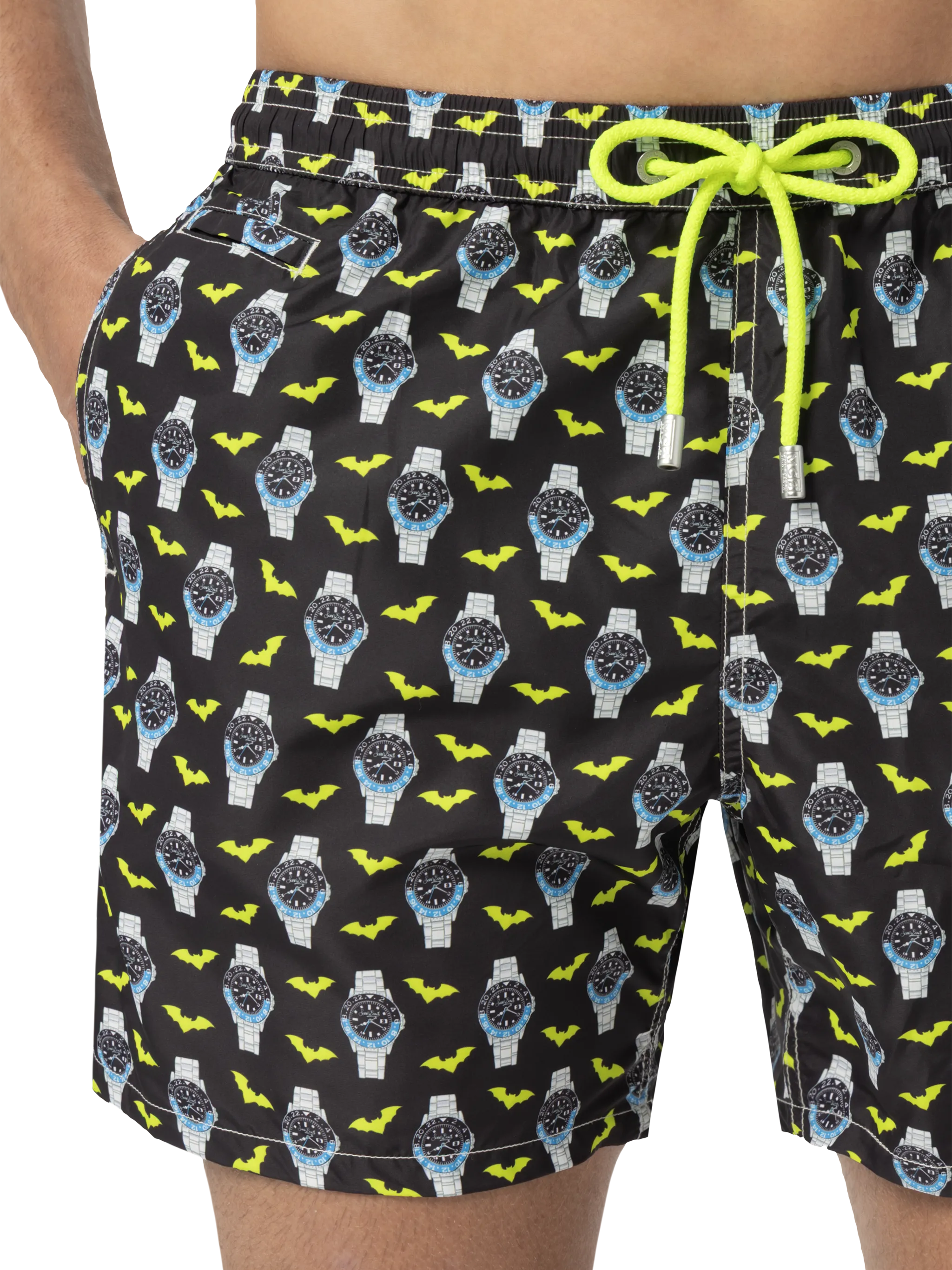 Lightweight fabric swim shorts Lighting with watch print - Image 5