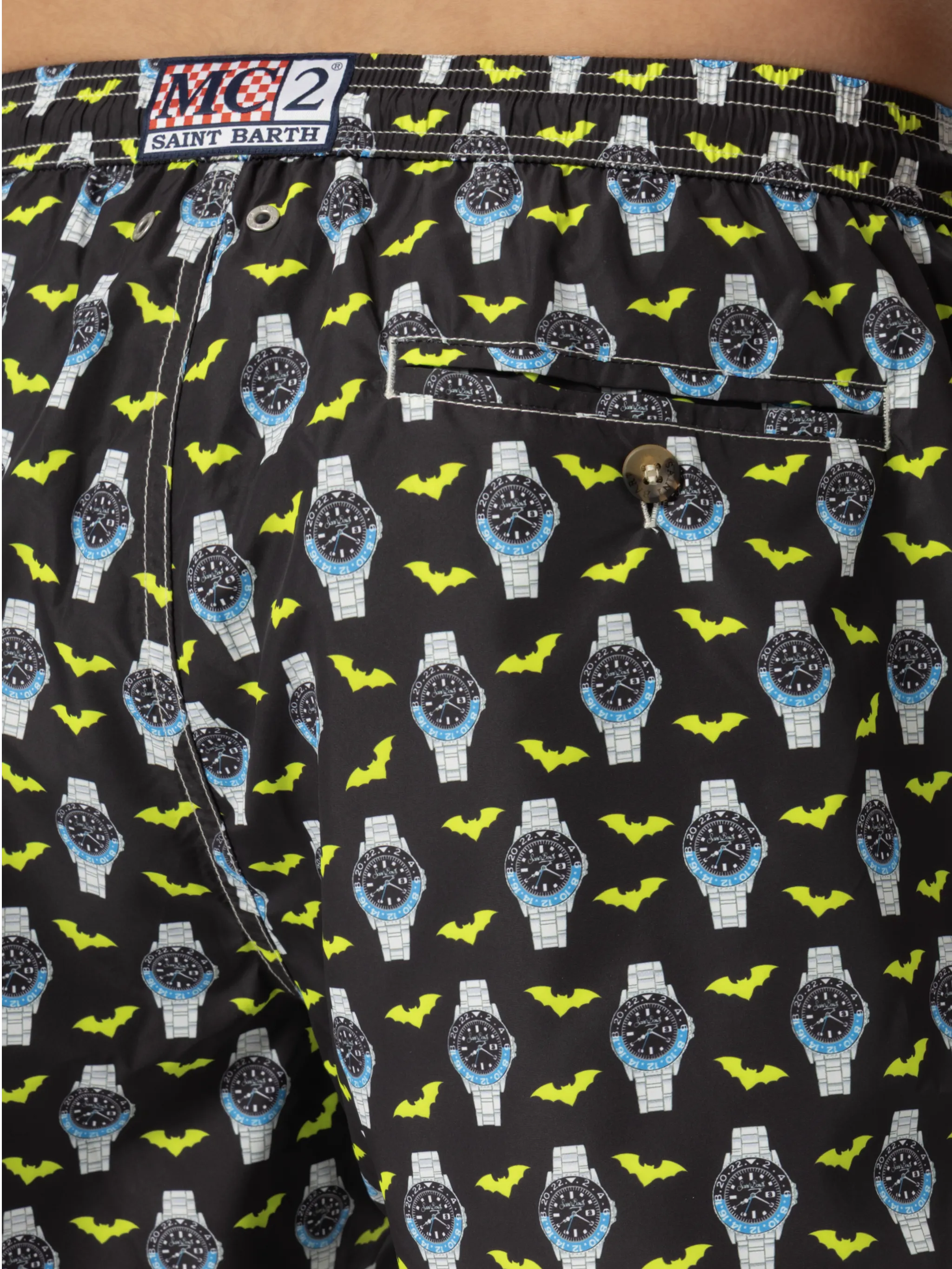 Lightweight fabric swim shorts Lighting with watch print - Image 6