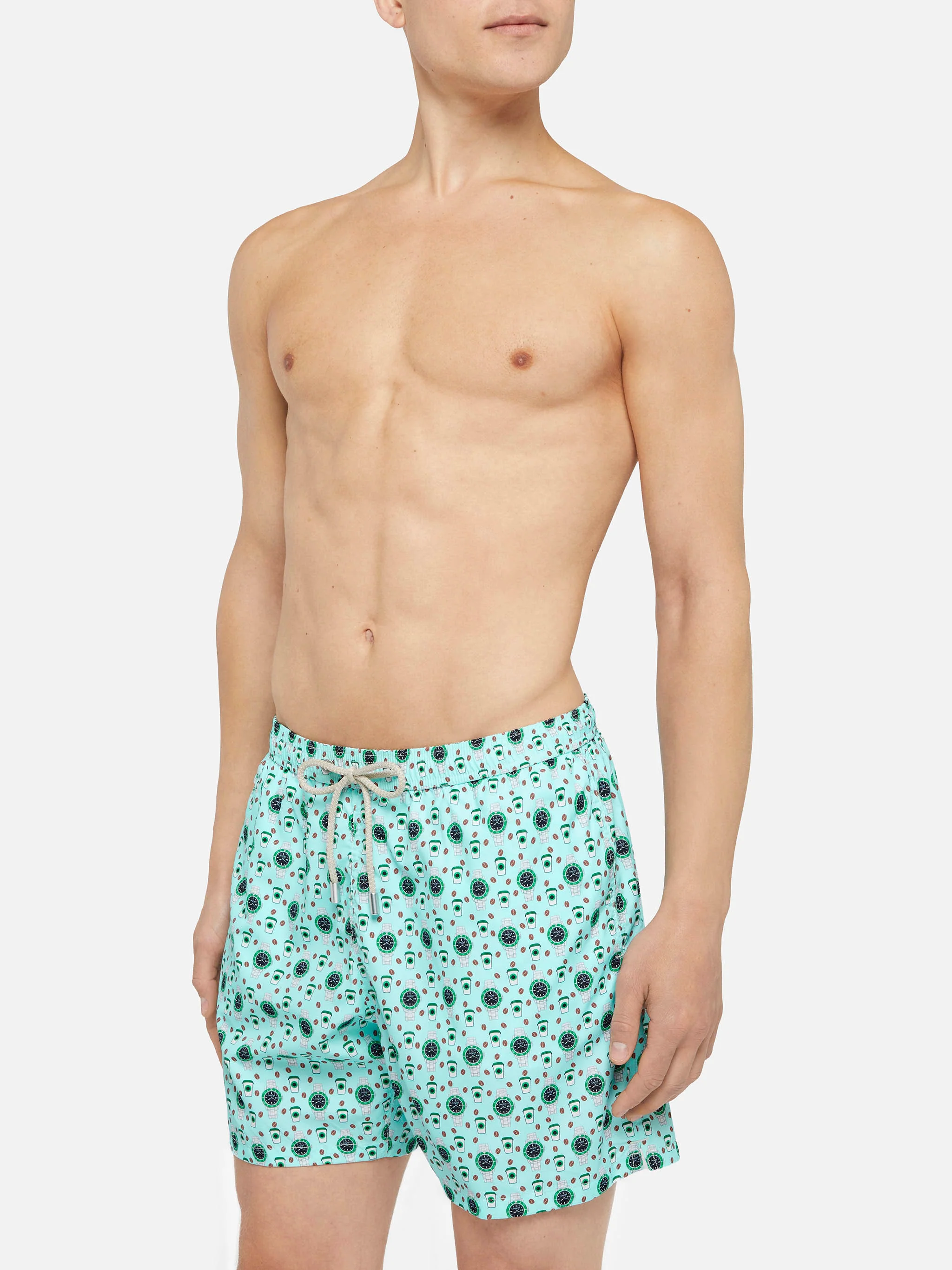 Lightweight fabric swim shorts Lighting with watch print - Image 3