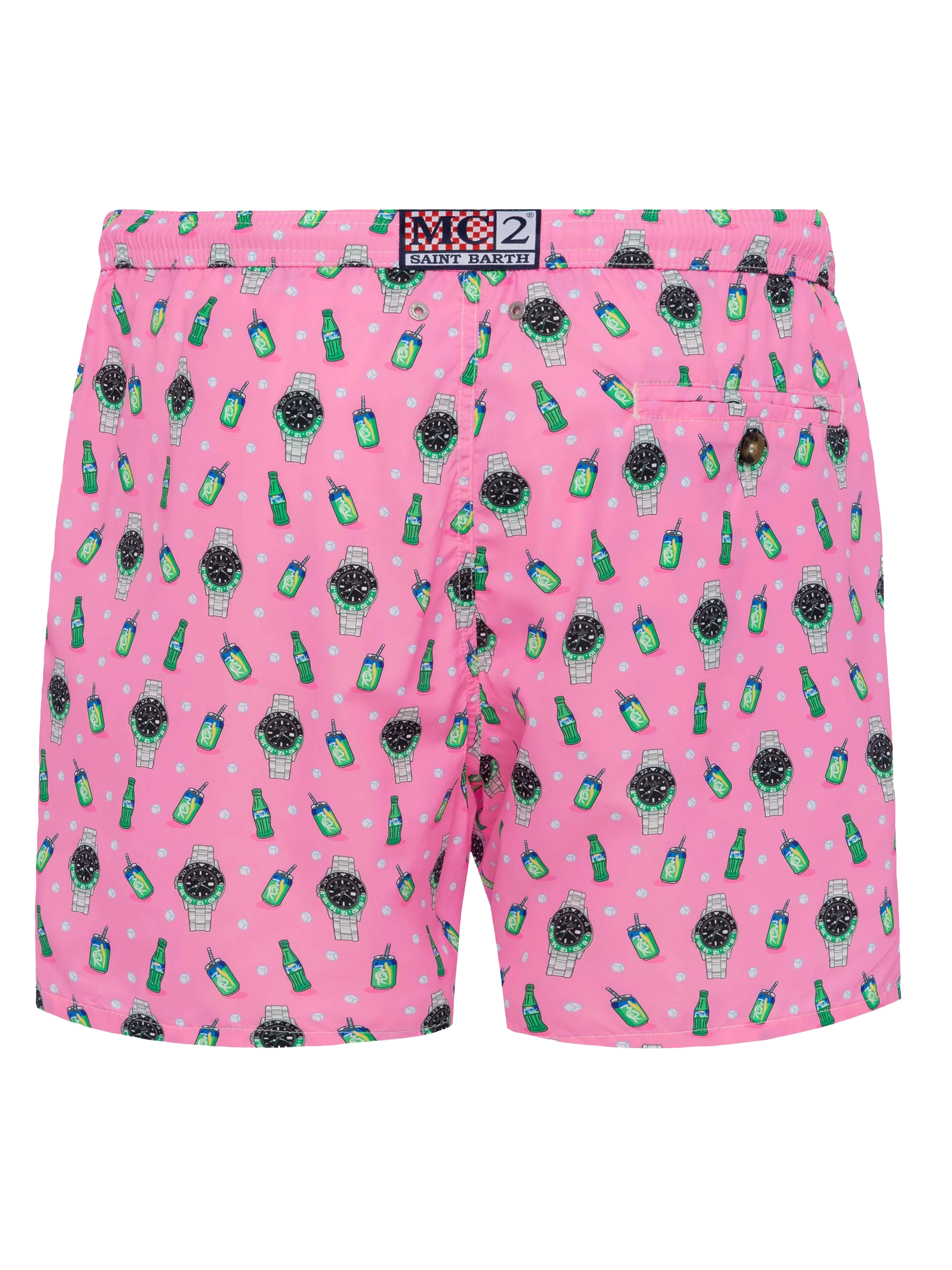 Lightweight fabric swim shorts Lighting with watch print - Image 2