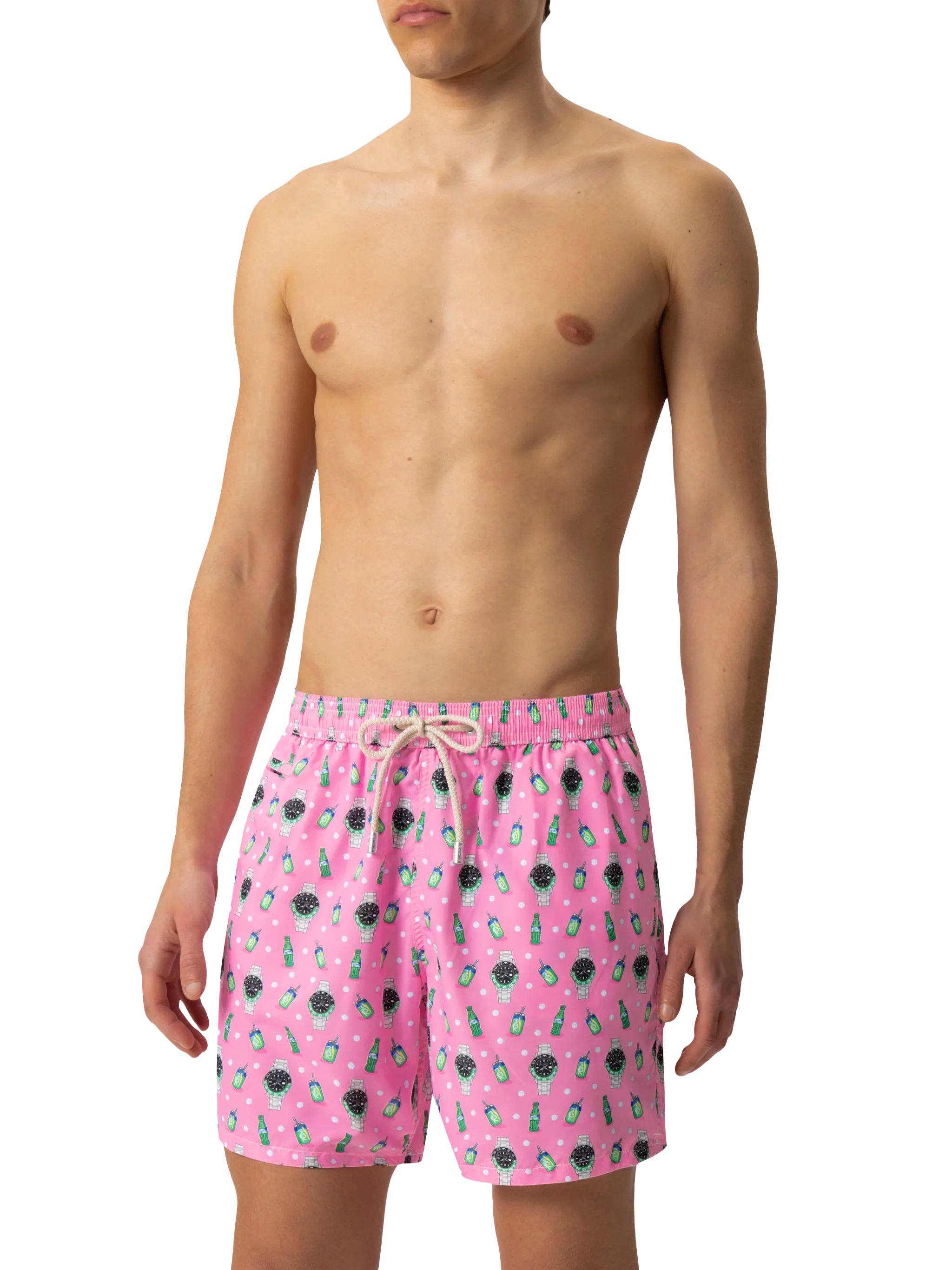 Lightweight fabric swim shorts Lighting with watch print - Image 3