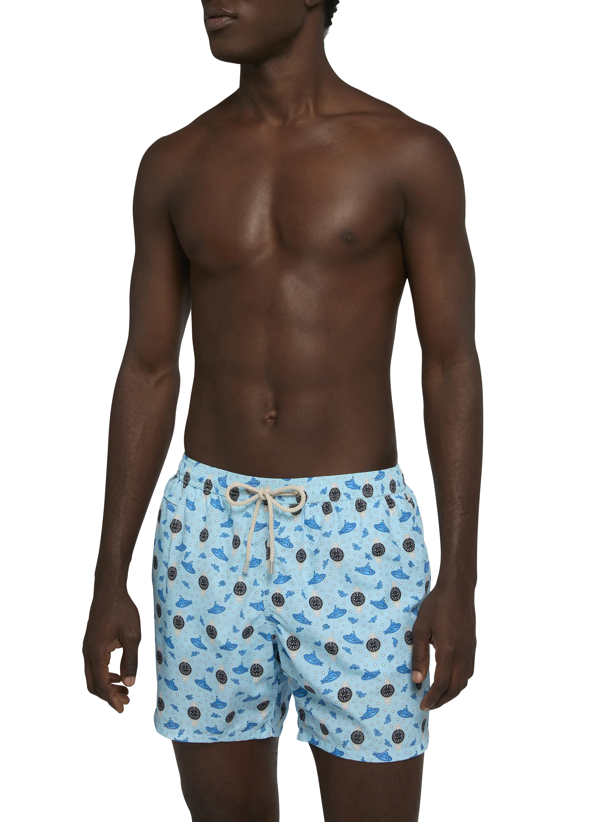 Lightweight fabric swim shorts Lighting with watch print - Image 3