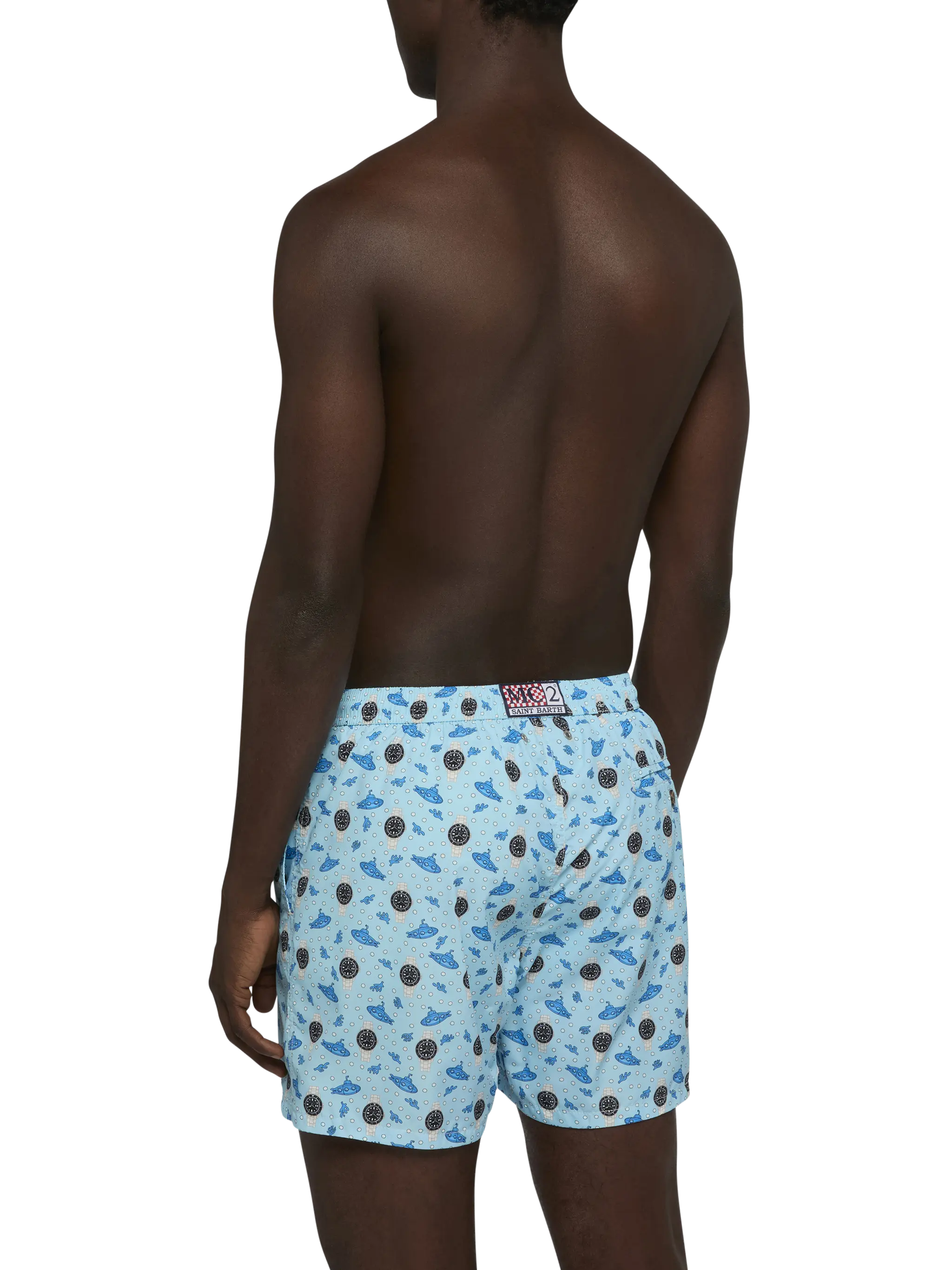 Lightweight fabric swim shorts Lighting with watch print - Image 5