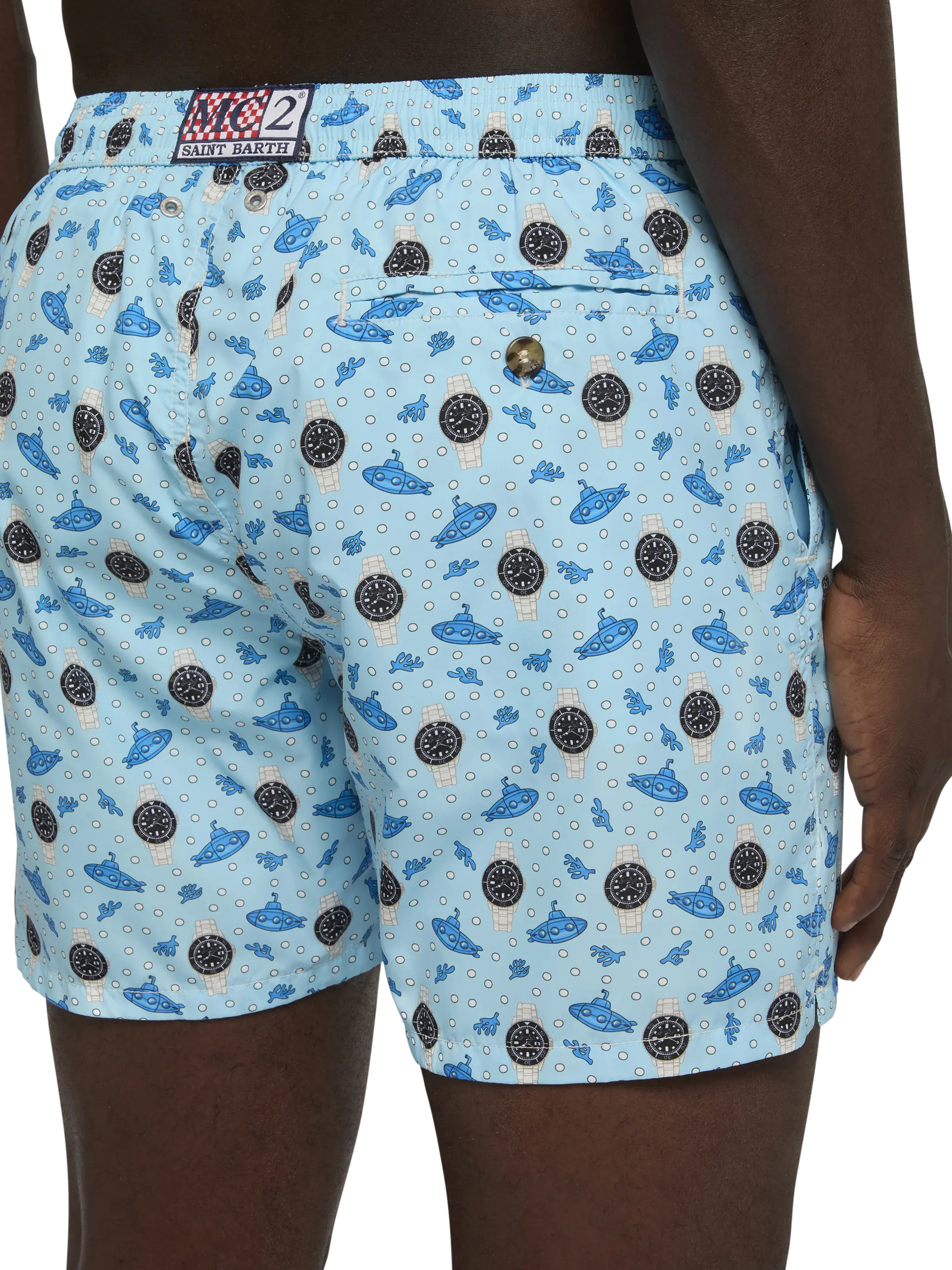 Lightweight fabric swim shorts Lighting with watch print - Image 6