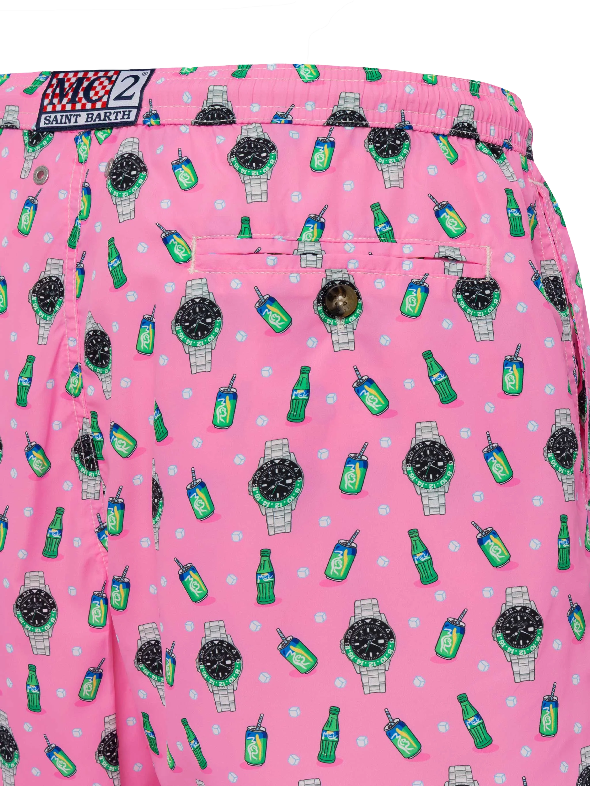 Lightweight fabric swim shorts Lighting with watch print - Image 6