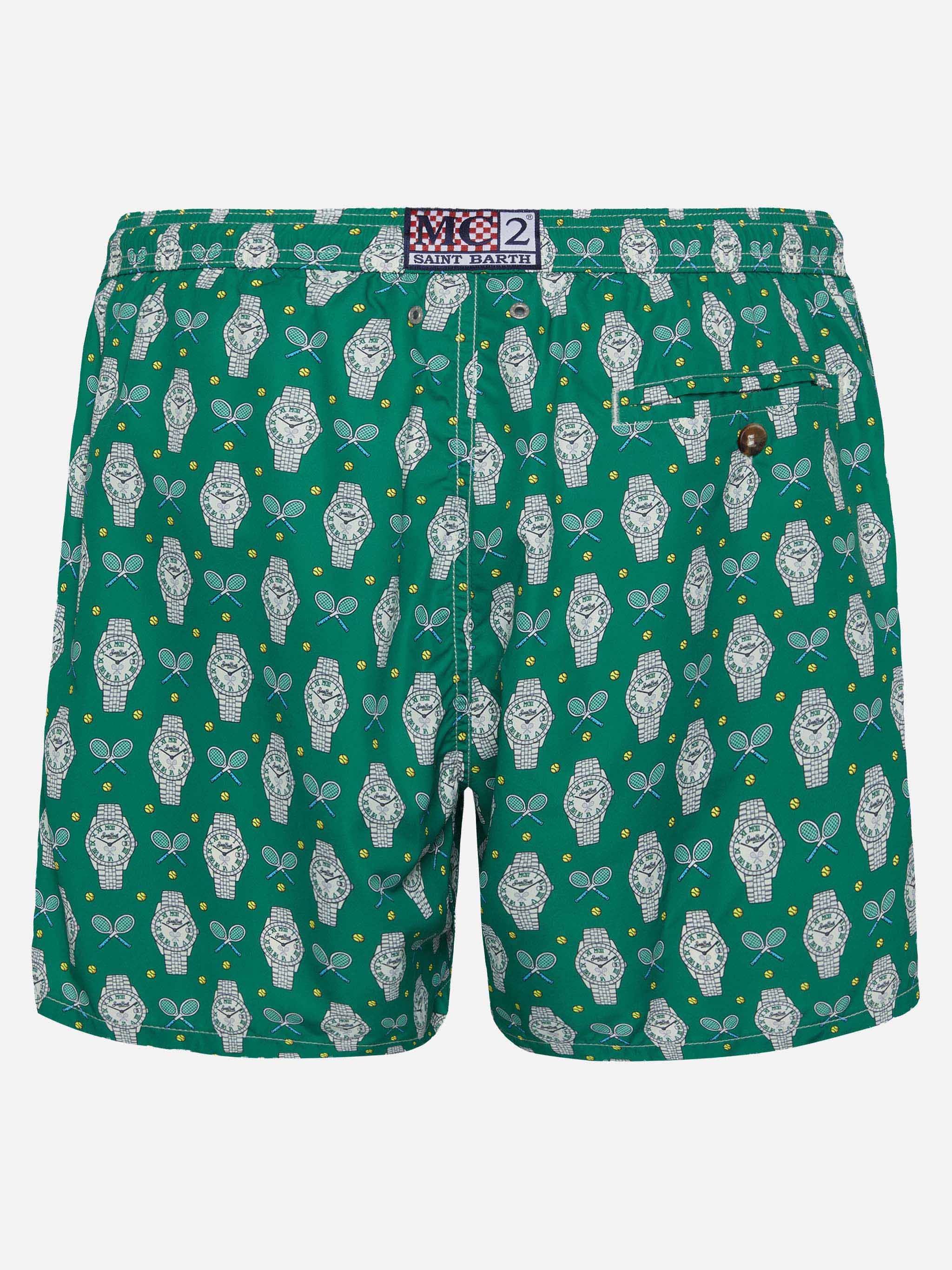 Lightweight fabric swim shorts Lighting with watch print - Image 2