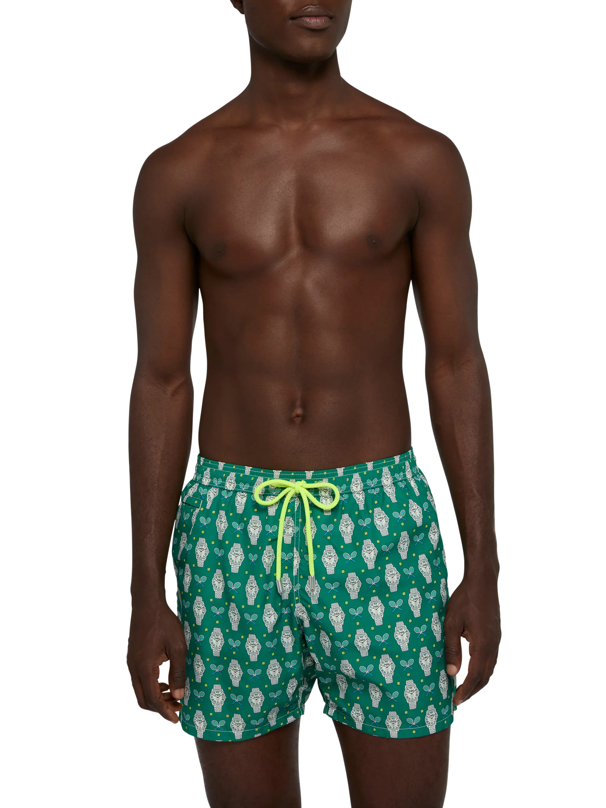 Lightweight fabric swim shorts Lighting with watch print - Image 3