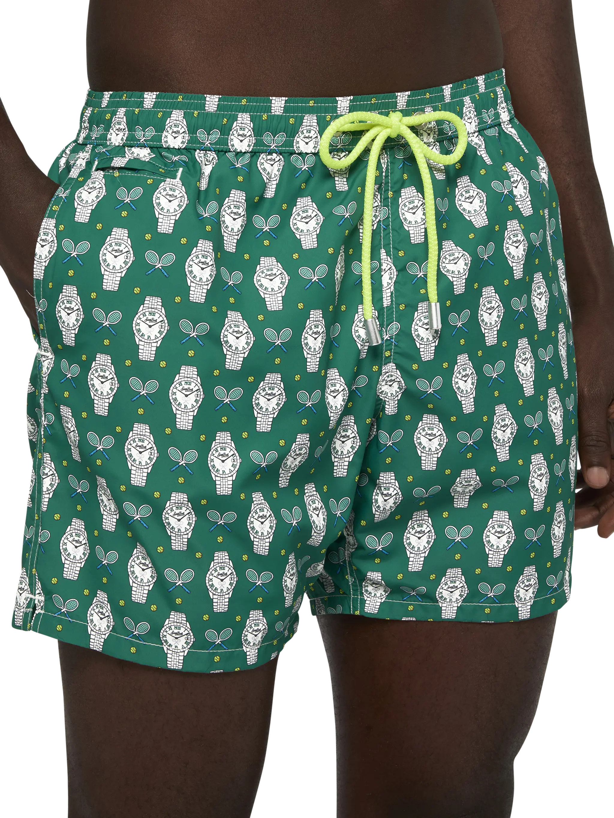Lightweight fabric swim shorts Lighting with watch print - Image 4