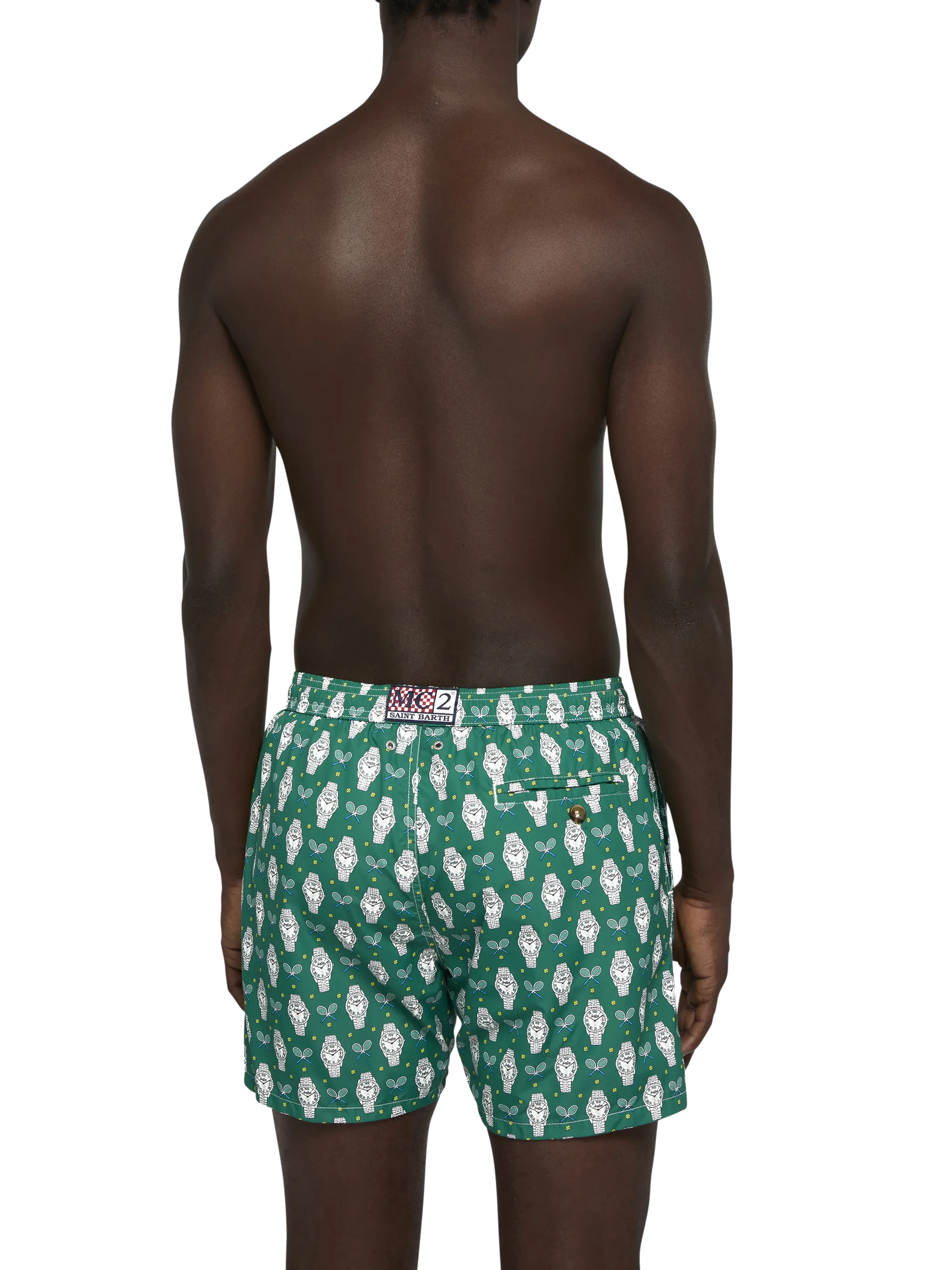 Lightweight fabric swim shorts Lighting with watch print - Image 5