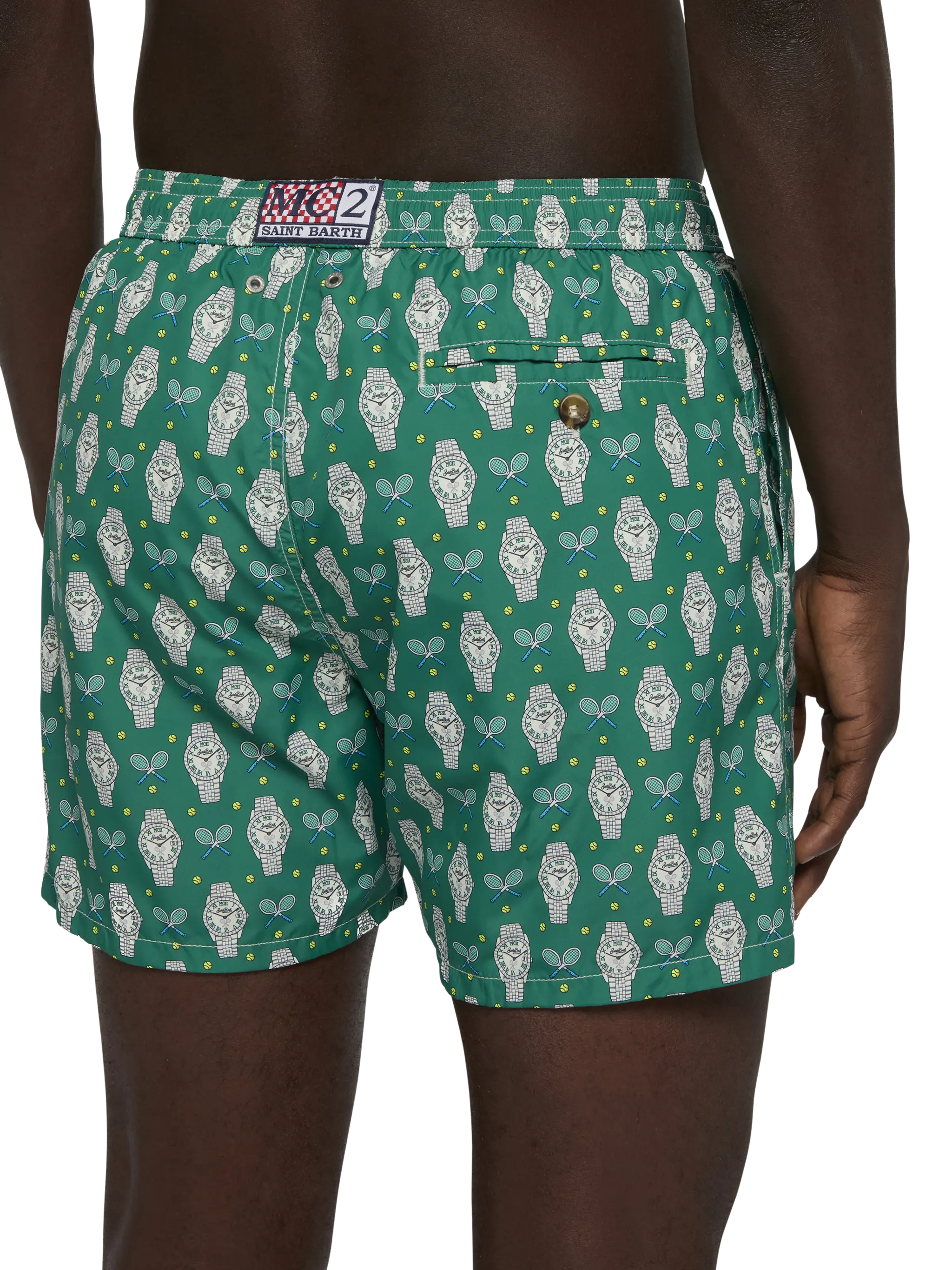 Lightweight fabric swim shorts Lighting with watch print - Image 6