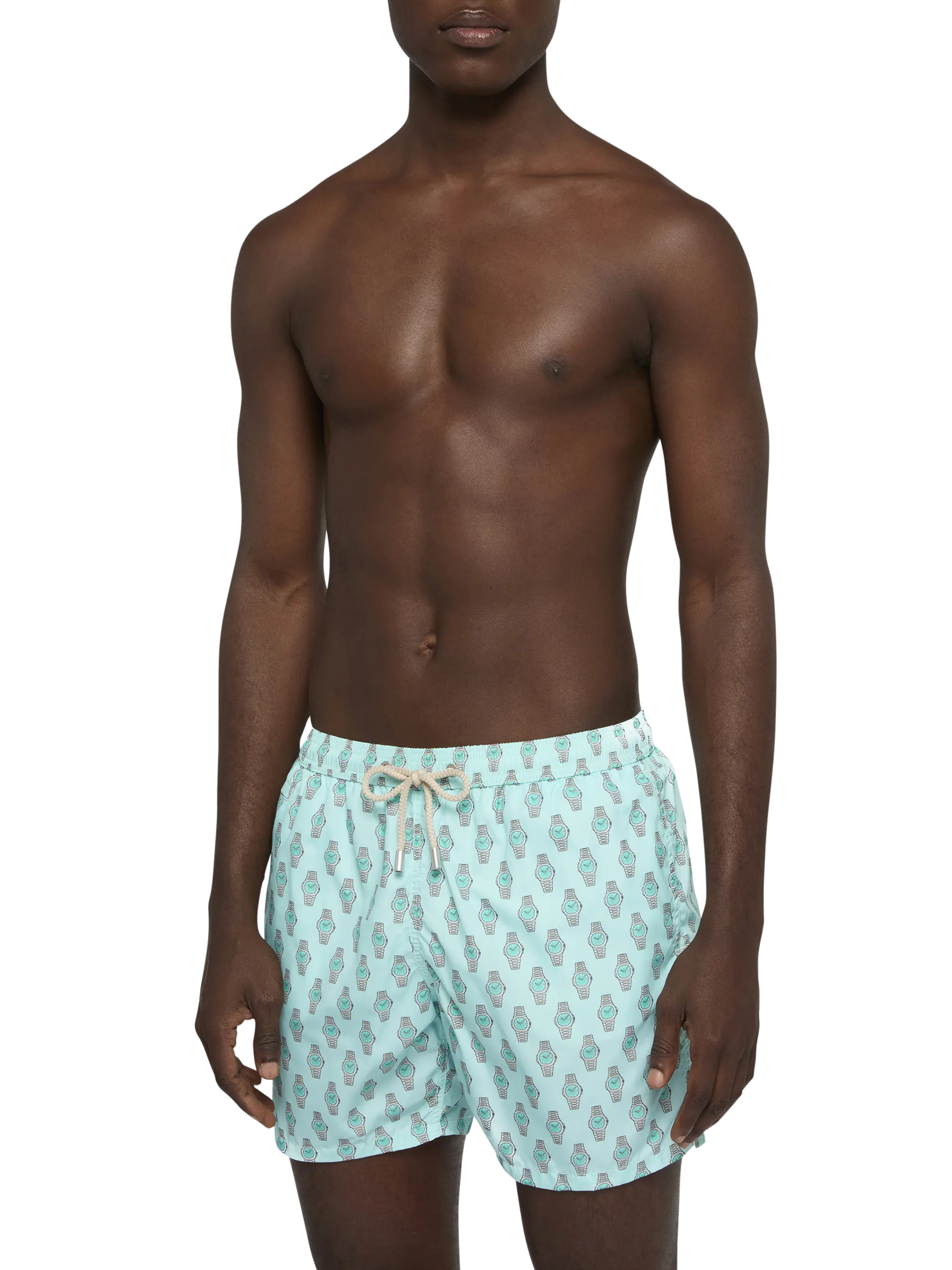 Lightweight fabric swim shorts Lighting with watch print - Image 3