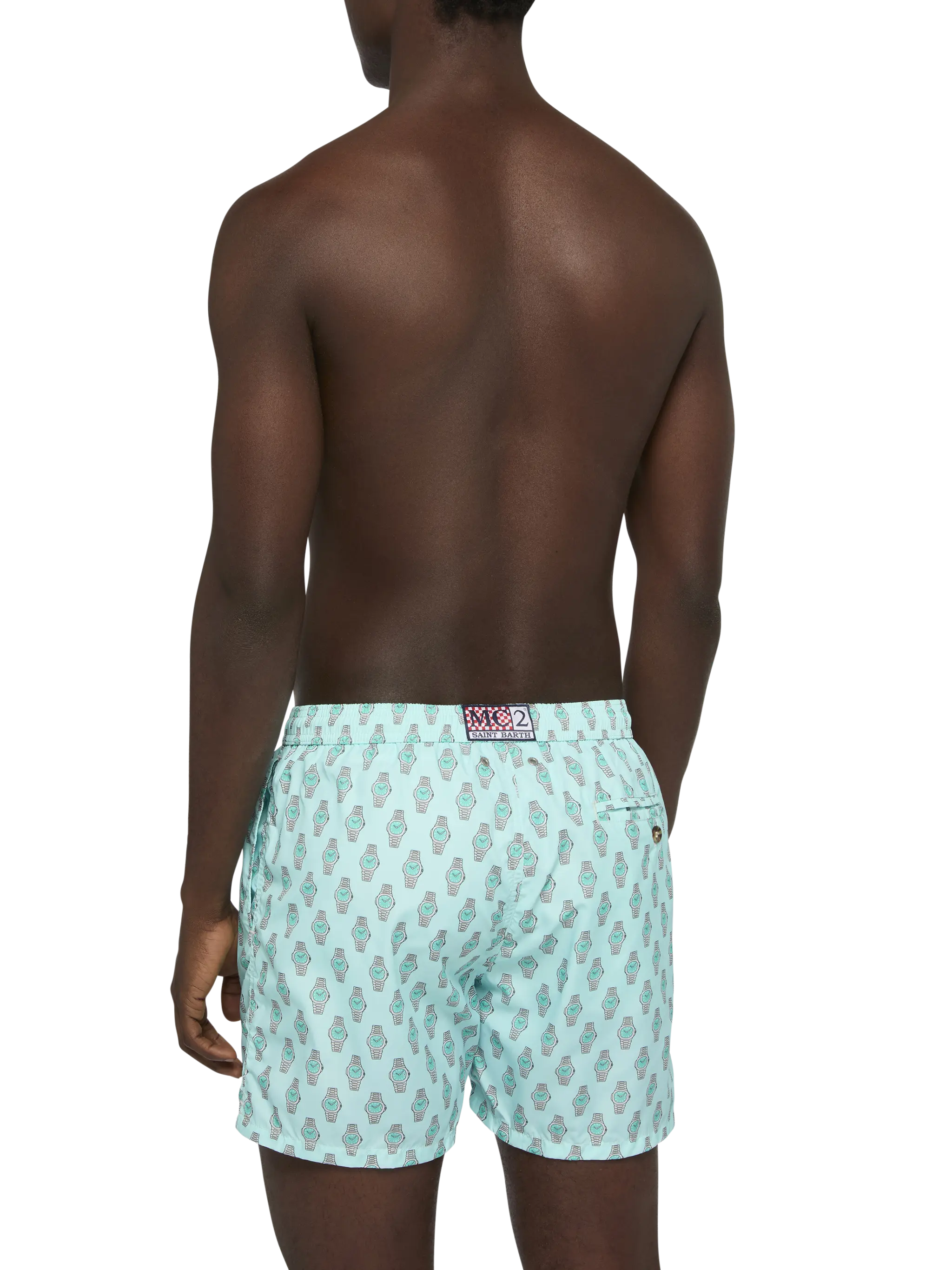 Lightweight fabric swim shorts Lighting with watch print - Image 5
