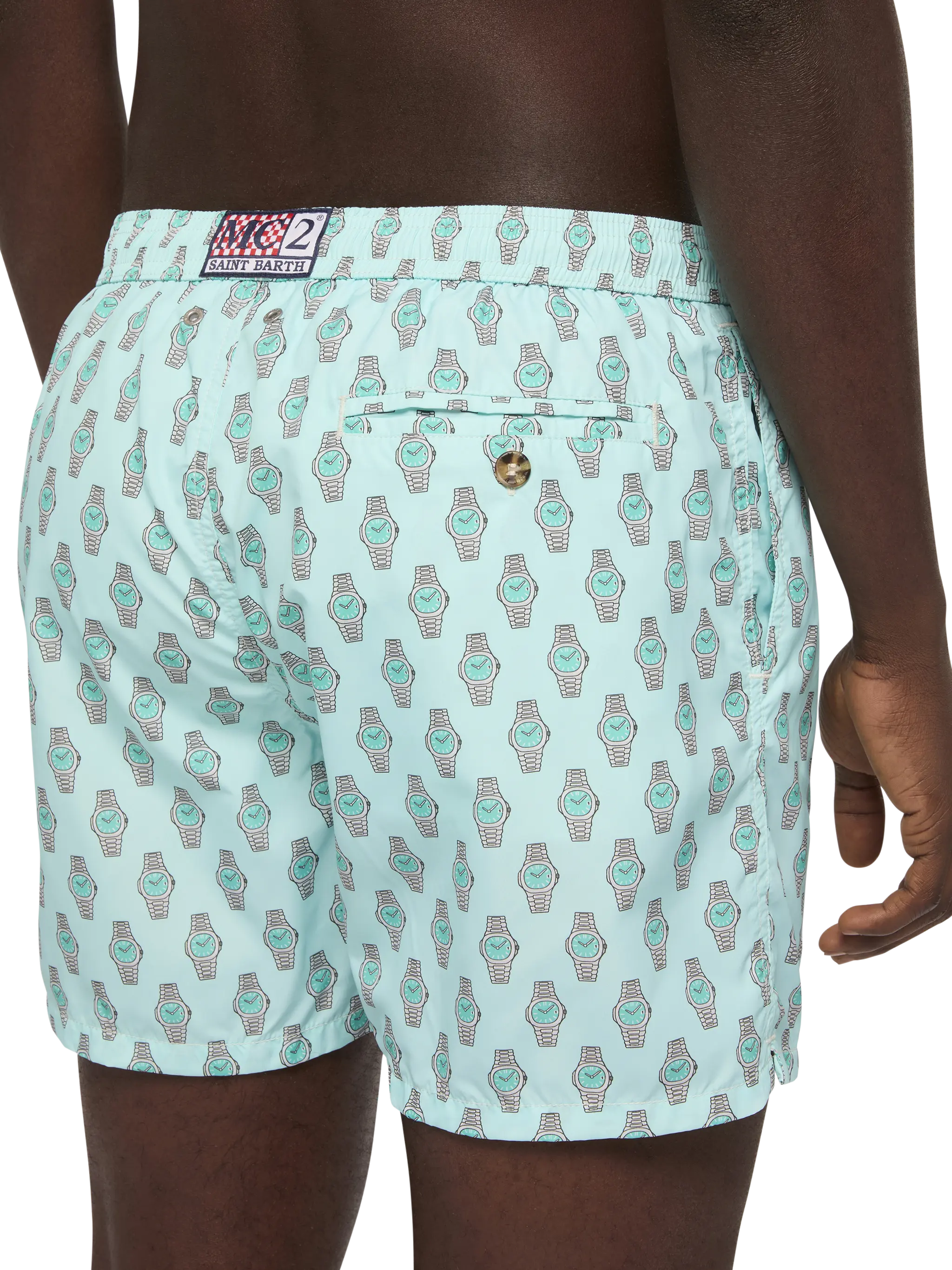 Lightweight fabric swim shorts Lighting with watch print - Image 6