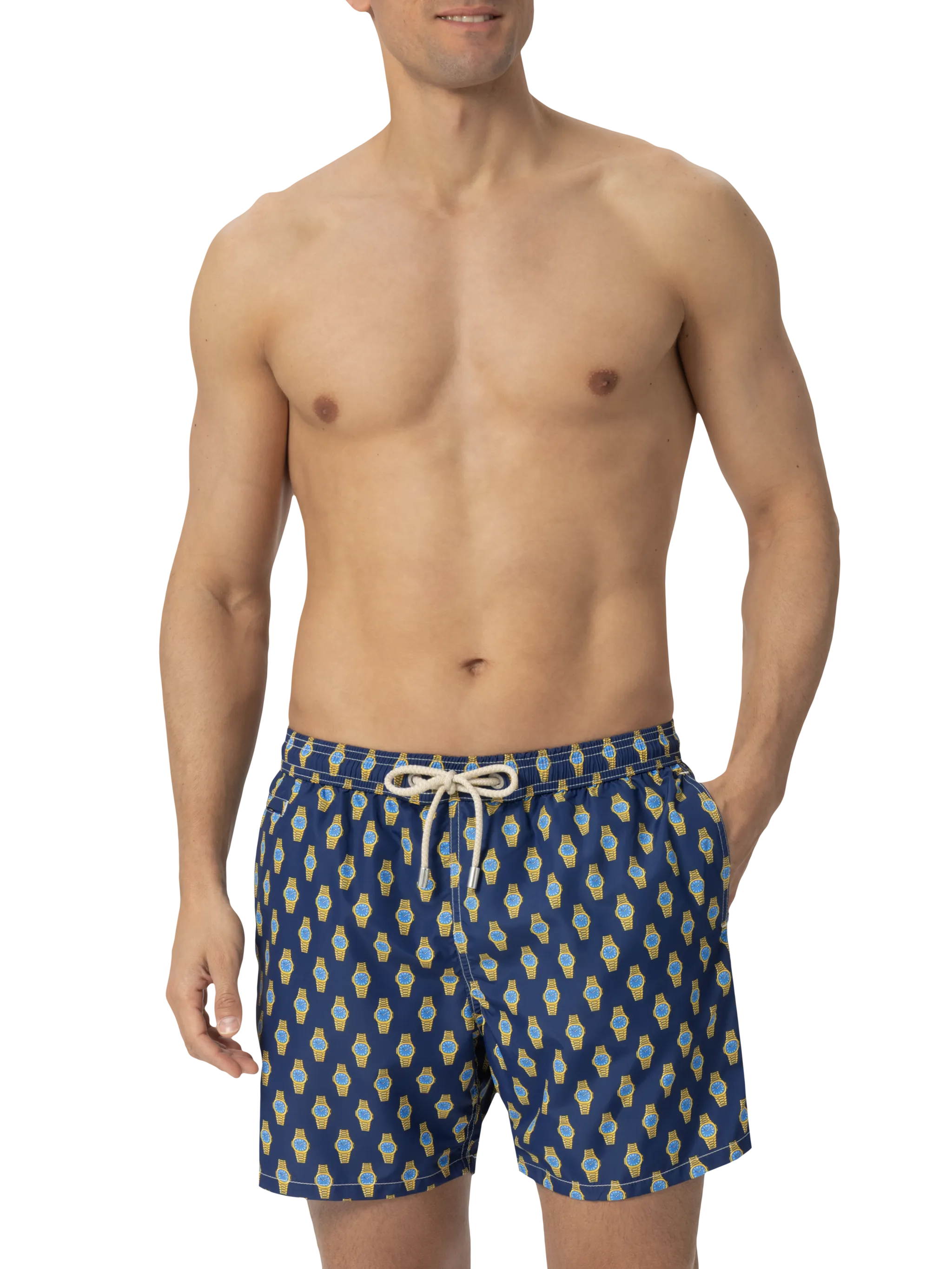 Lightweight fabric swim shorts Lighting with watch print - Image 3