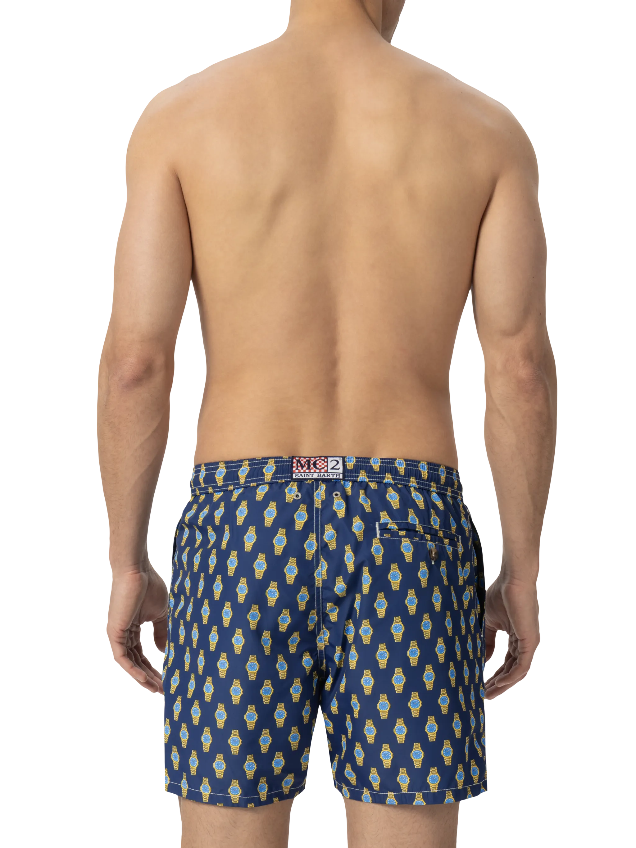 Lightweight fabric swim shorts Lighting with watch print - Image 4
