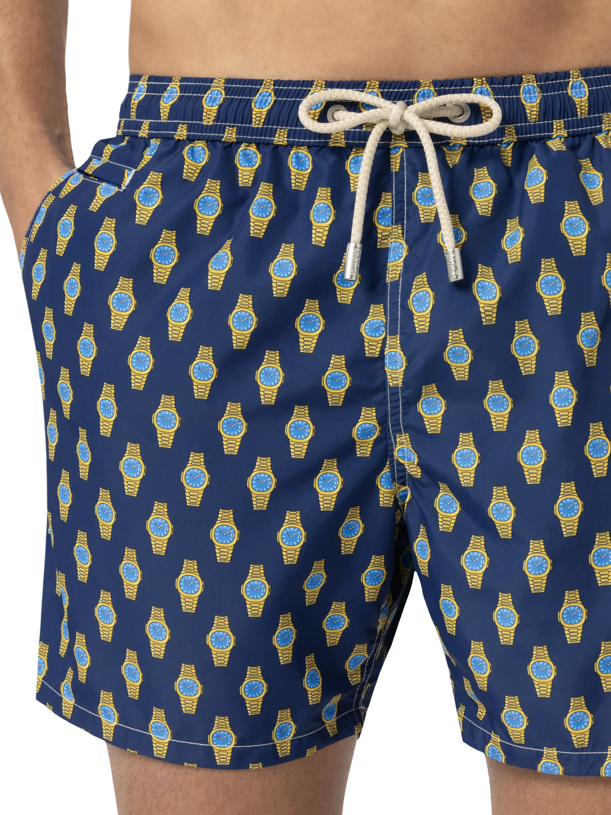 Lightweight fabric swim shorts Lighting with watch print - Image 5