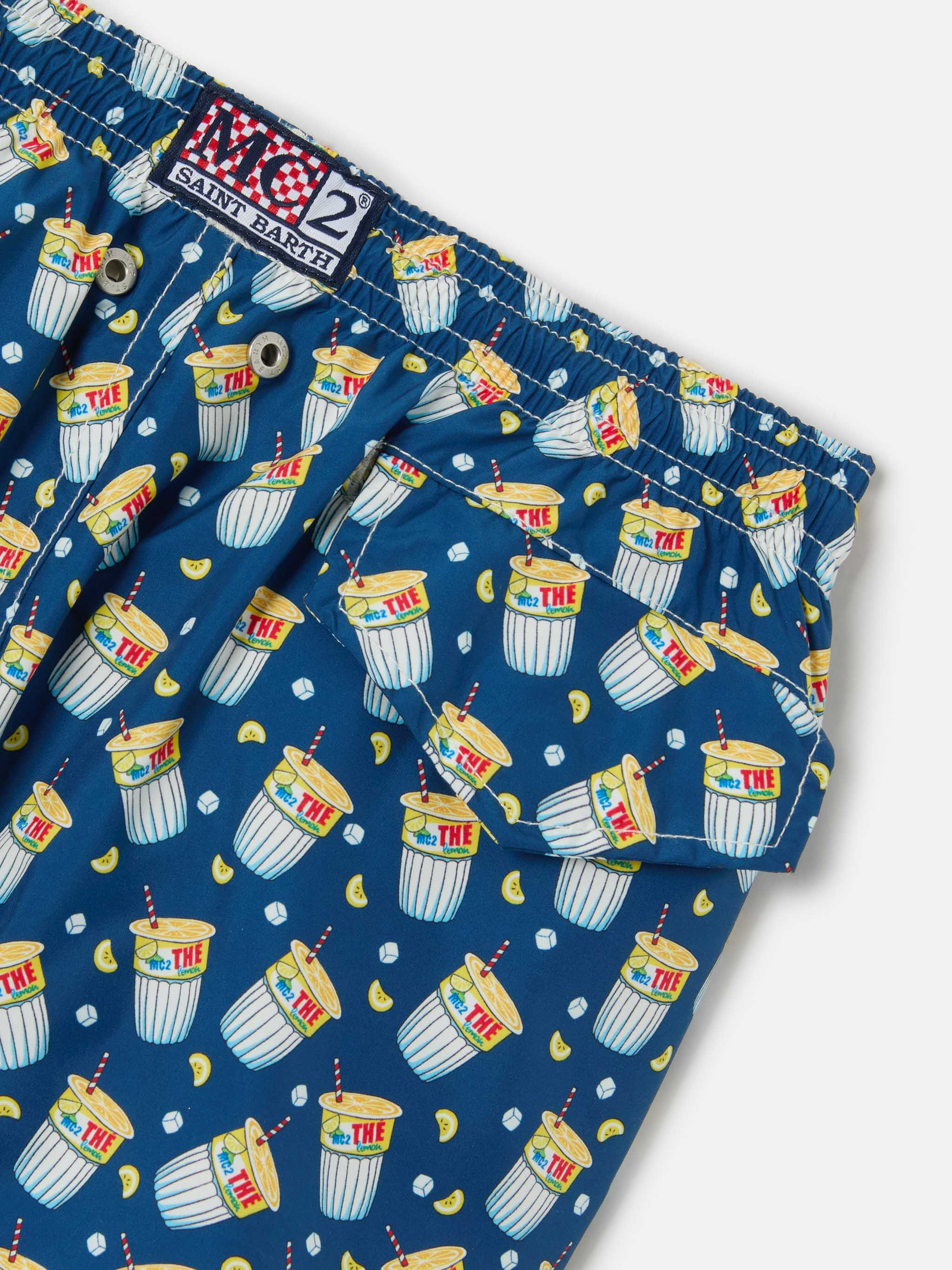 Lightweight fabric swimshorts with Estathè print | ESTATHE' SPECIAL EDITION - Image 3