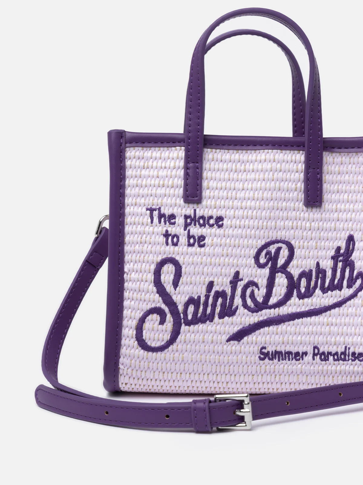 Vivian Mini Straw lilac straw effect handbag - Image 2