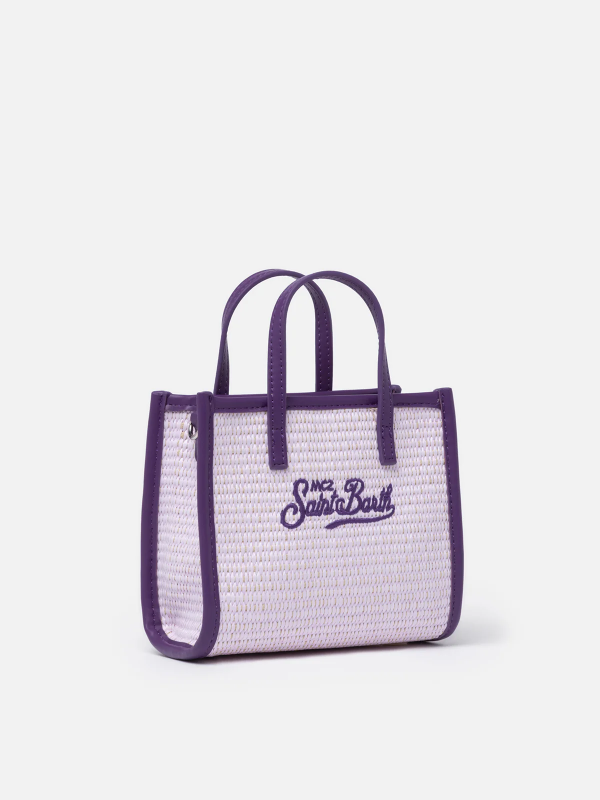 Vivian Mini Straw lilac straw effect handbag - Image 3
