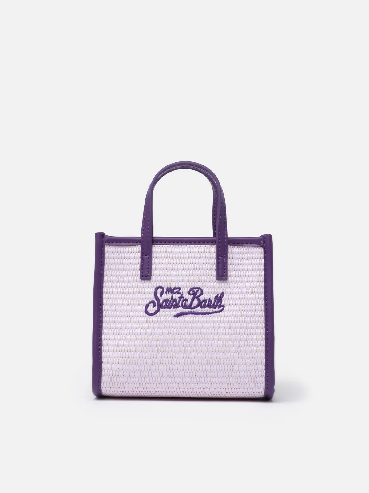 Vivian Mini Straw lilac straw effect handbag - Image 4